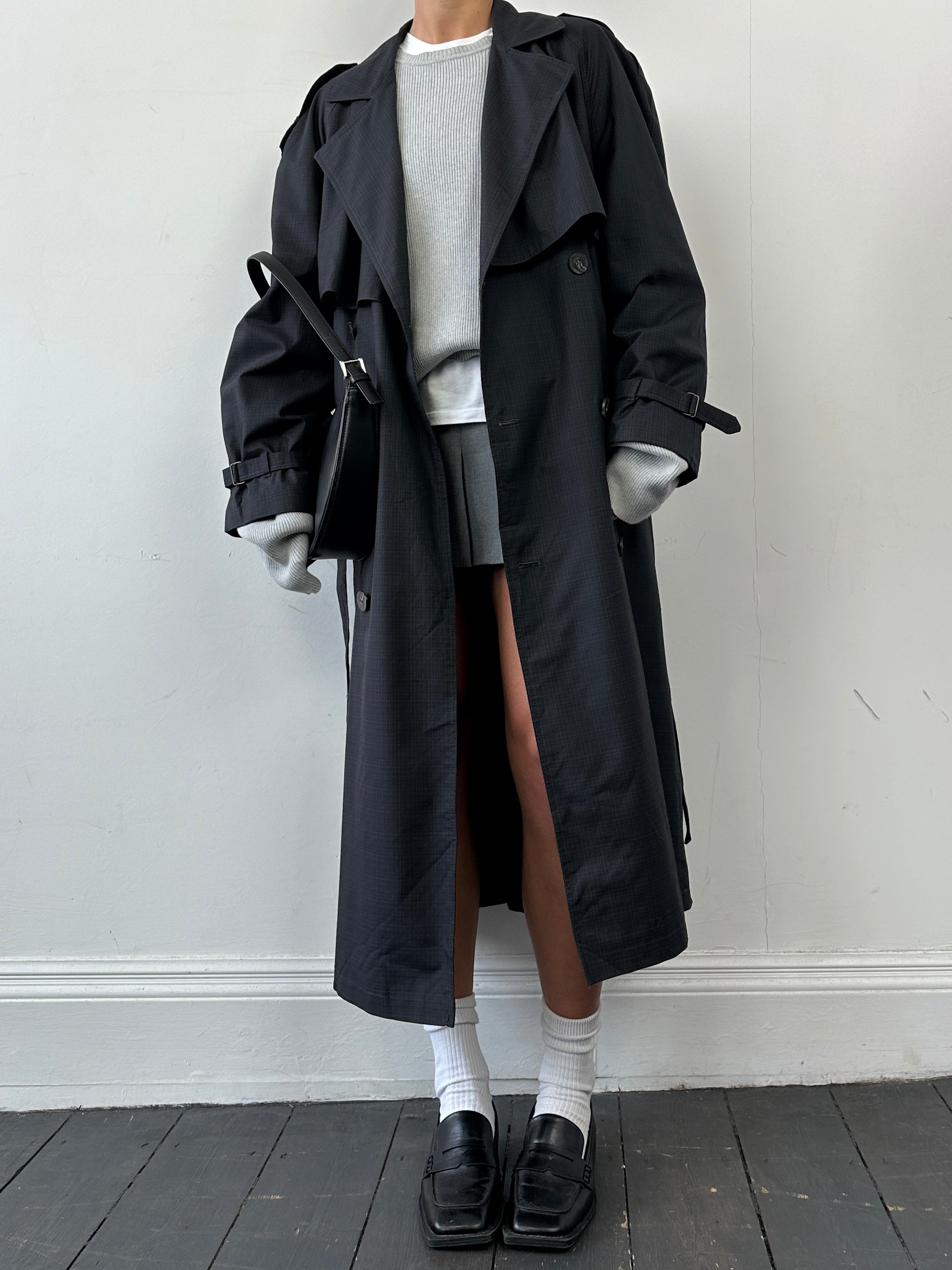 Christian Dior cotton double-breasted belted trench coat in size XL, stylish and classic outerwear with a tailored fit.