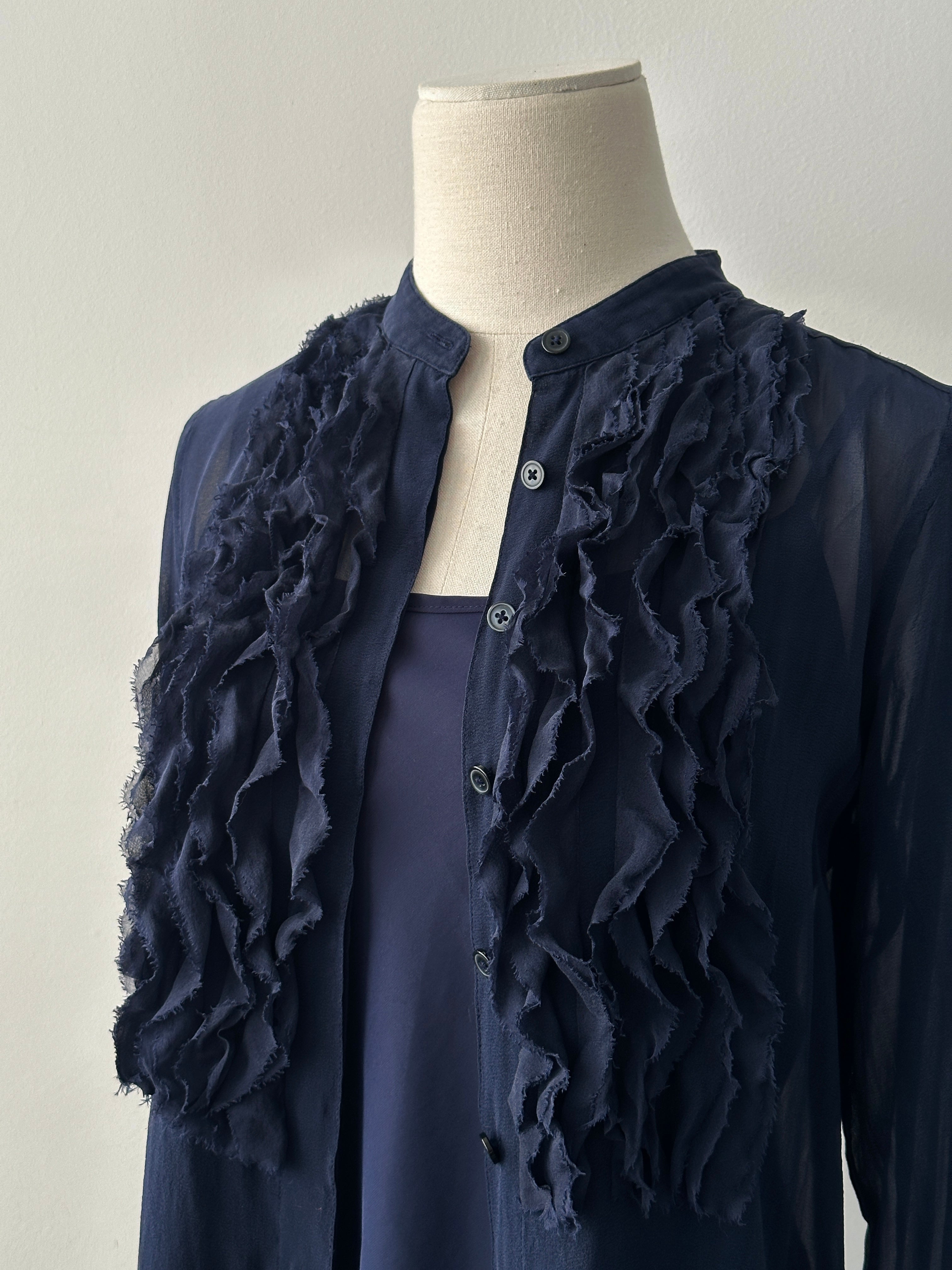 DKNY 2000s Pure Silk Ruffle Two Piece Set - S