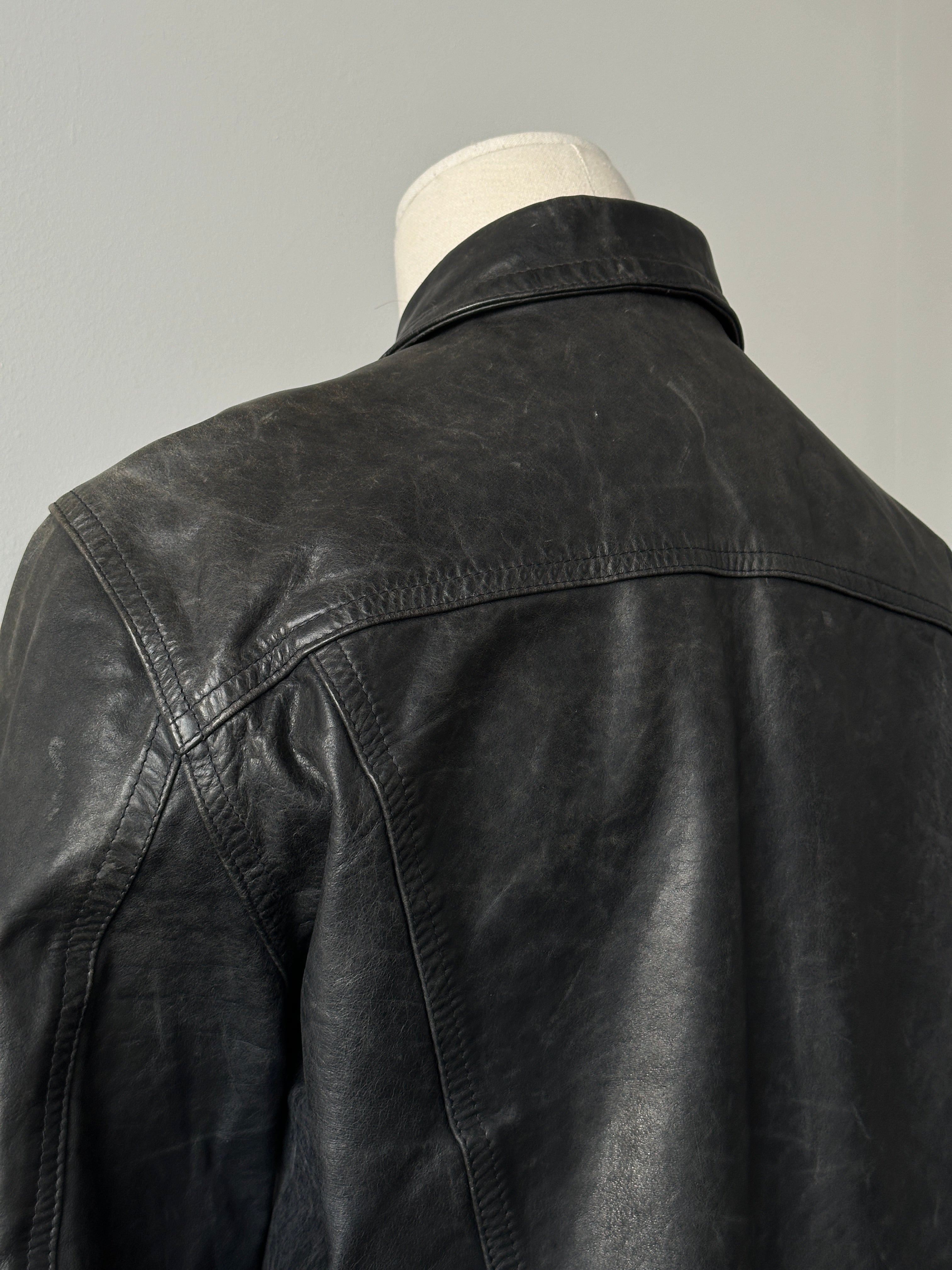 Versace Jeans Couture 2000s Bespoke Button Leather Jacket - S-M