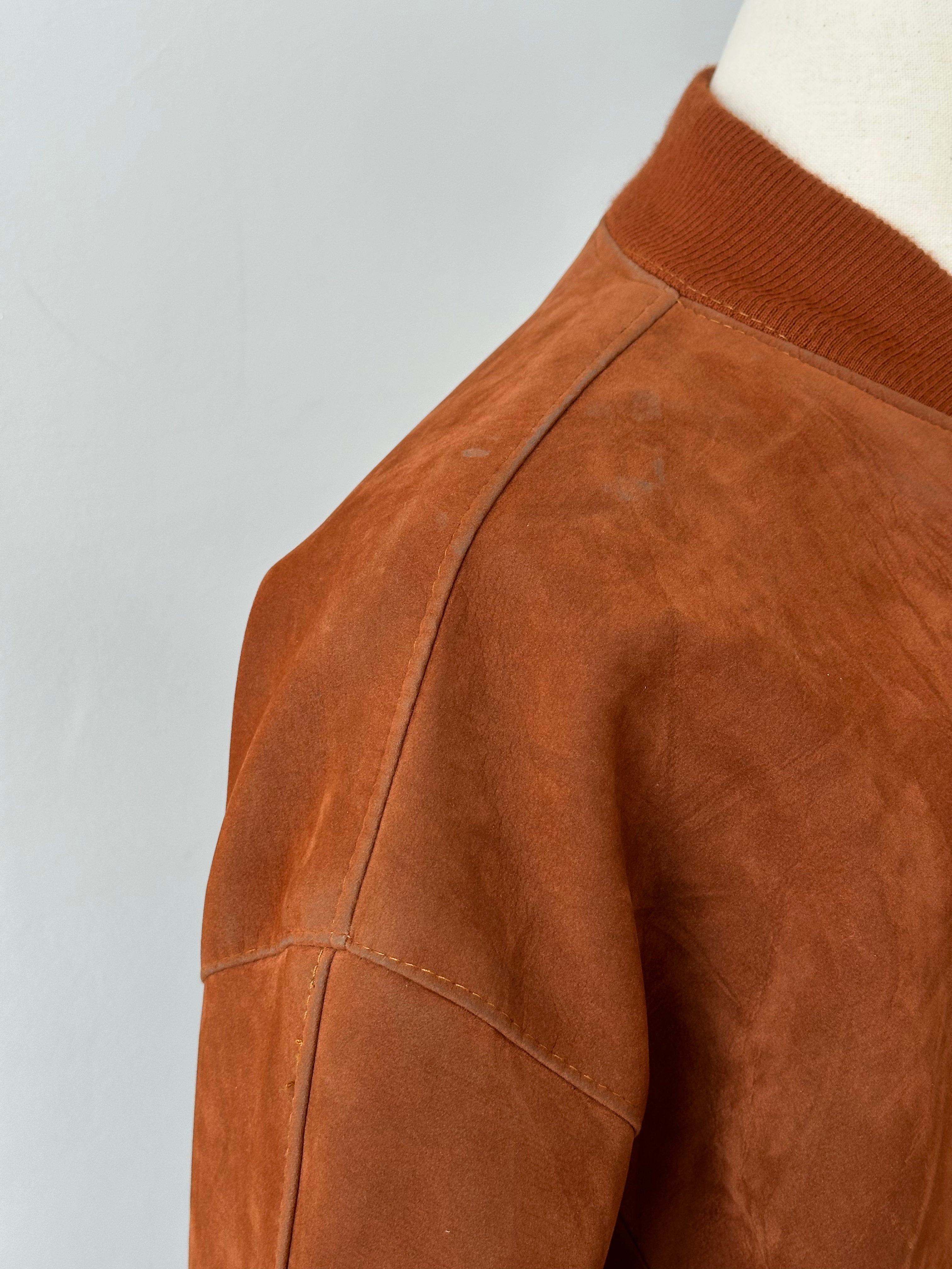 Vintage 1990s Faux Suede Bomber Jacket - M