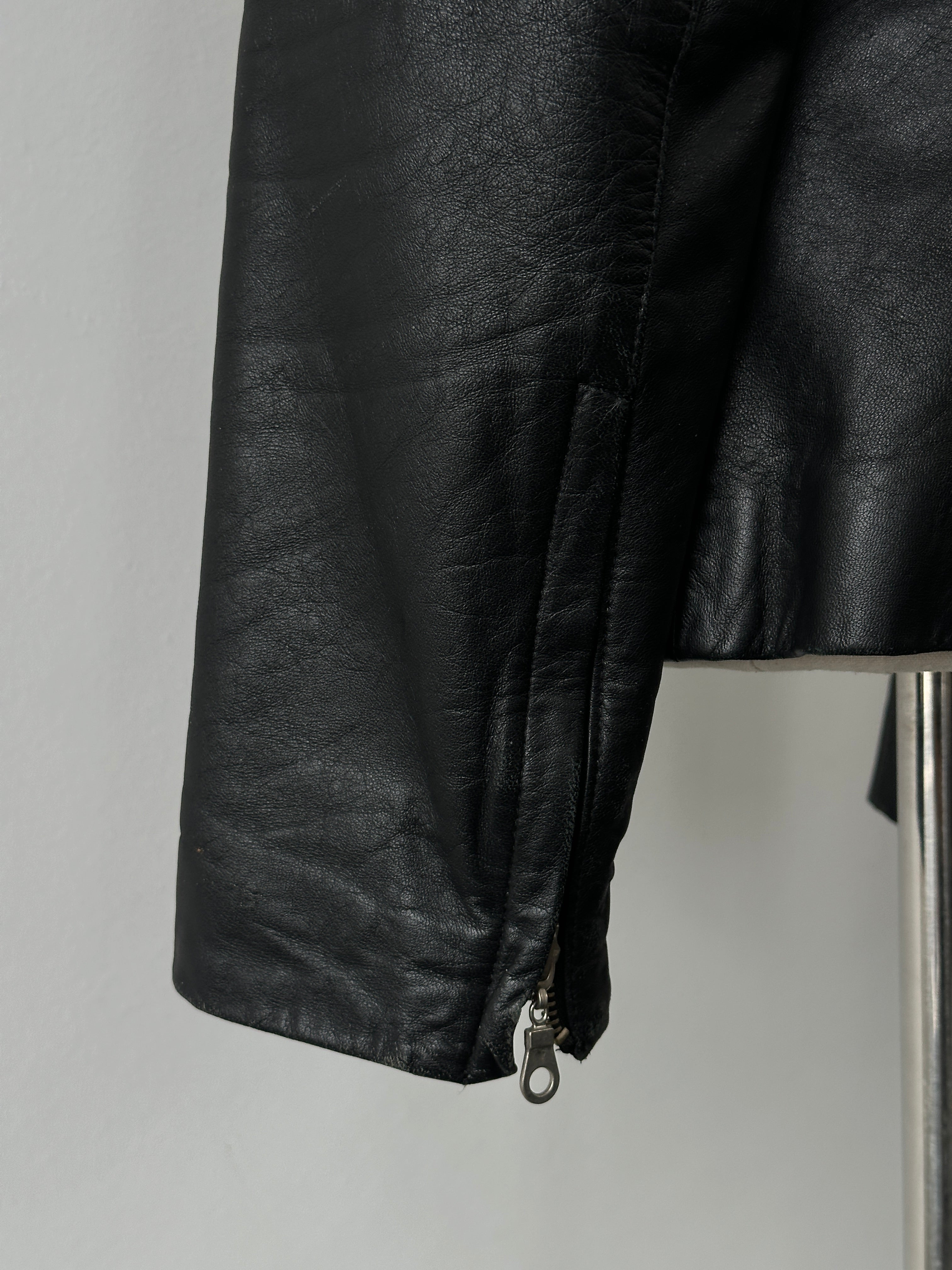 Vintage 1990s Asymmetric Fitted Leather Jacket - M