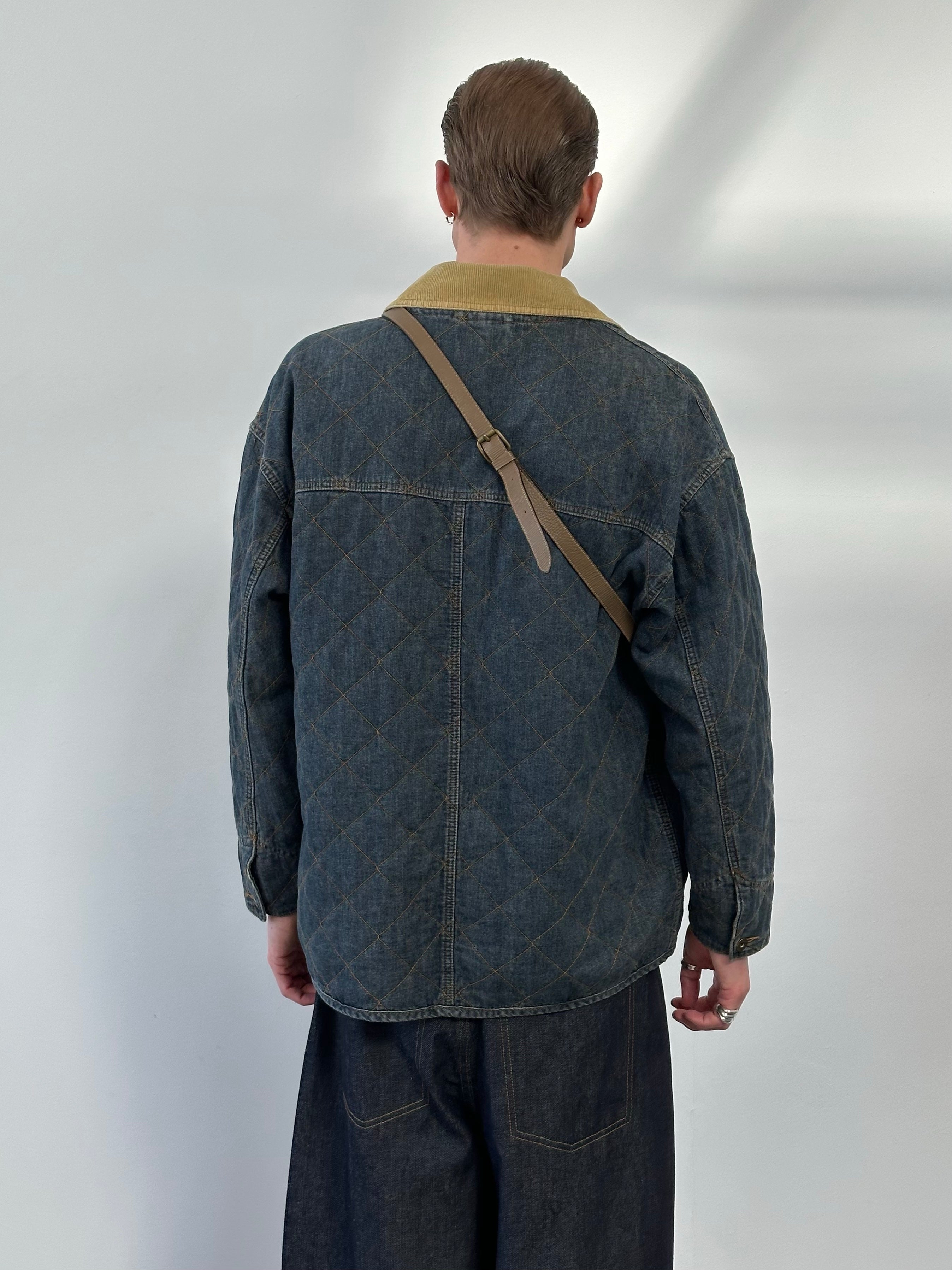 DKNY Jeans 1990s pure cotton jacket, front view showing classic design, long sleeves, and collar in natural fabric texture.