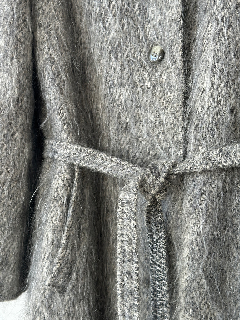 Jaeger Mohair Wool Fuzzy Belted Coat - L - SYLK