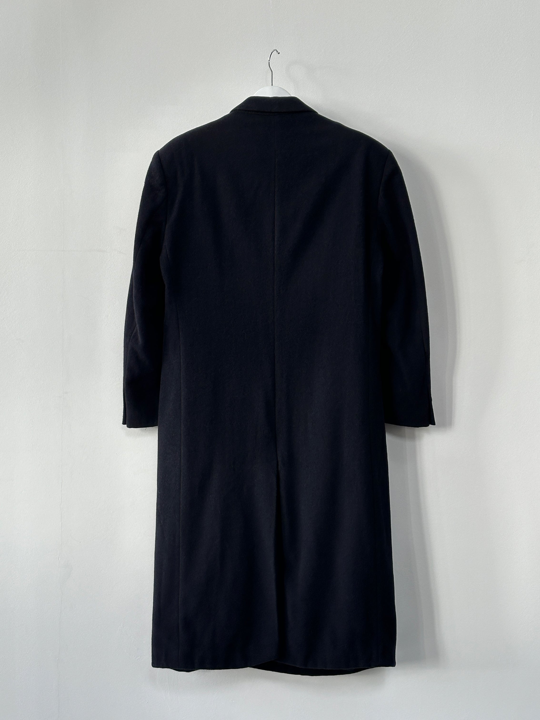 Pierre Cardin wool cashmere double-breasted coat in size L/XL, shown in a classic tailored style with lapels and button details.