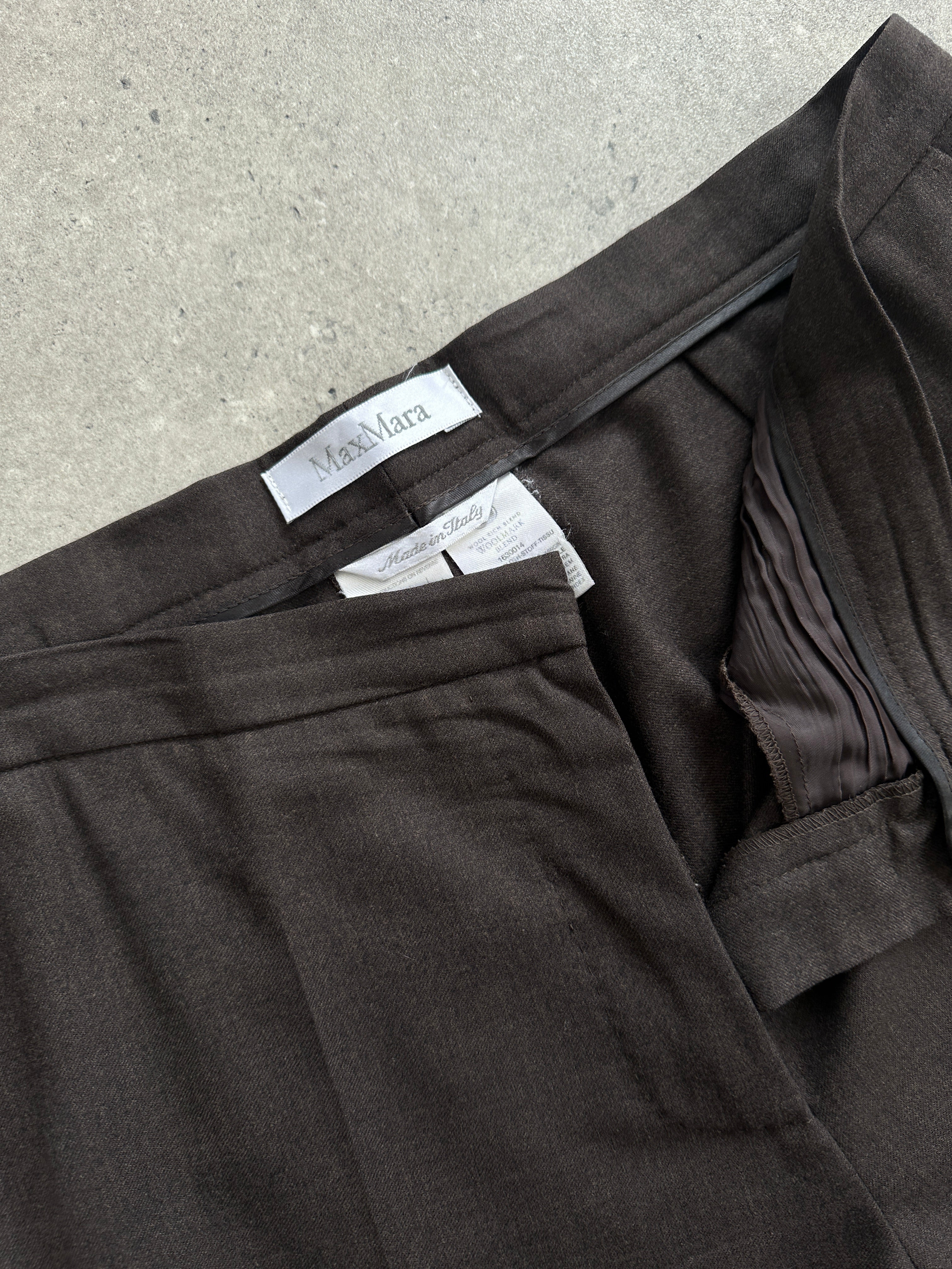 Max Mara Virgin Wool Straight Leg Mid Waist Trousers - W32 - SYLK