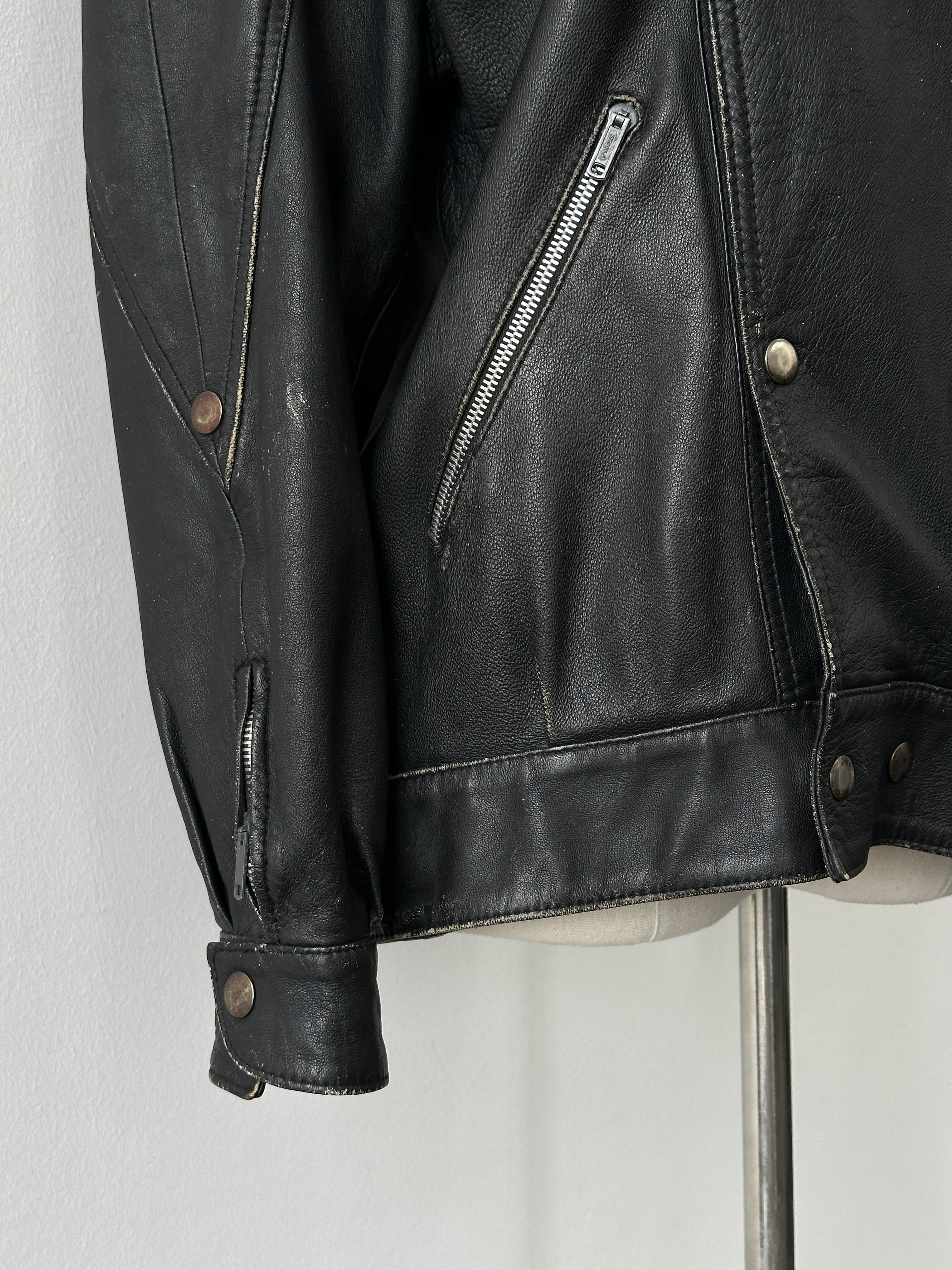 Vintage 1990s Double Breasted Leather Jacket - M