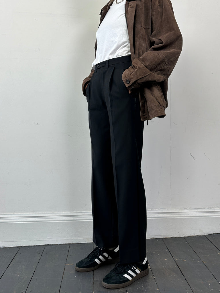 Vintage Wool Tuxedo Straight Leg Trousers - W28 - SYLK