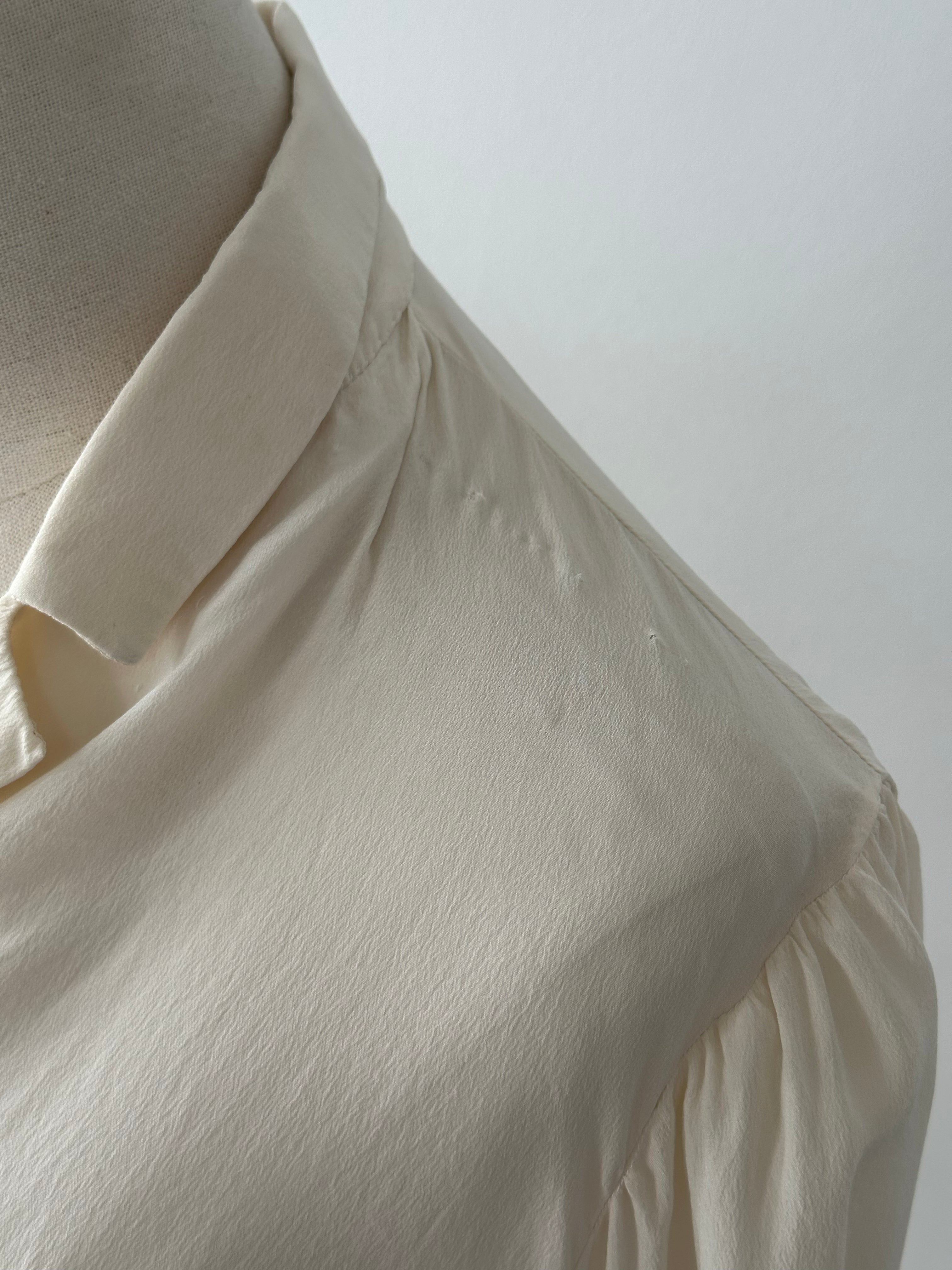 Vintage 1990s Pure Silk Embroidery Shirt - S
