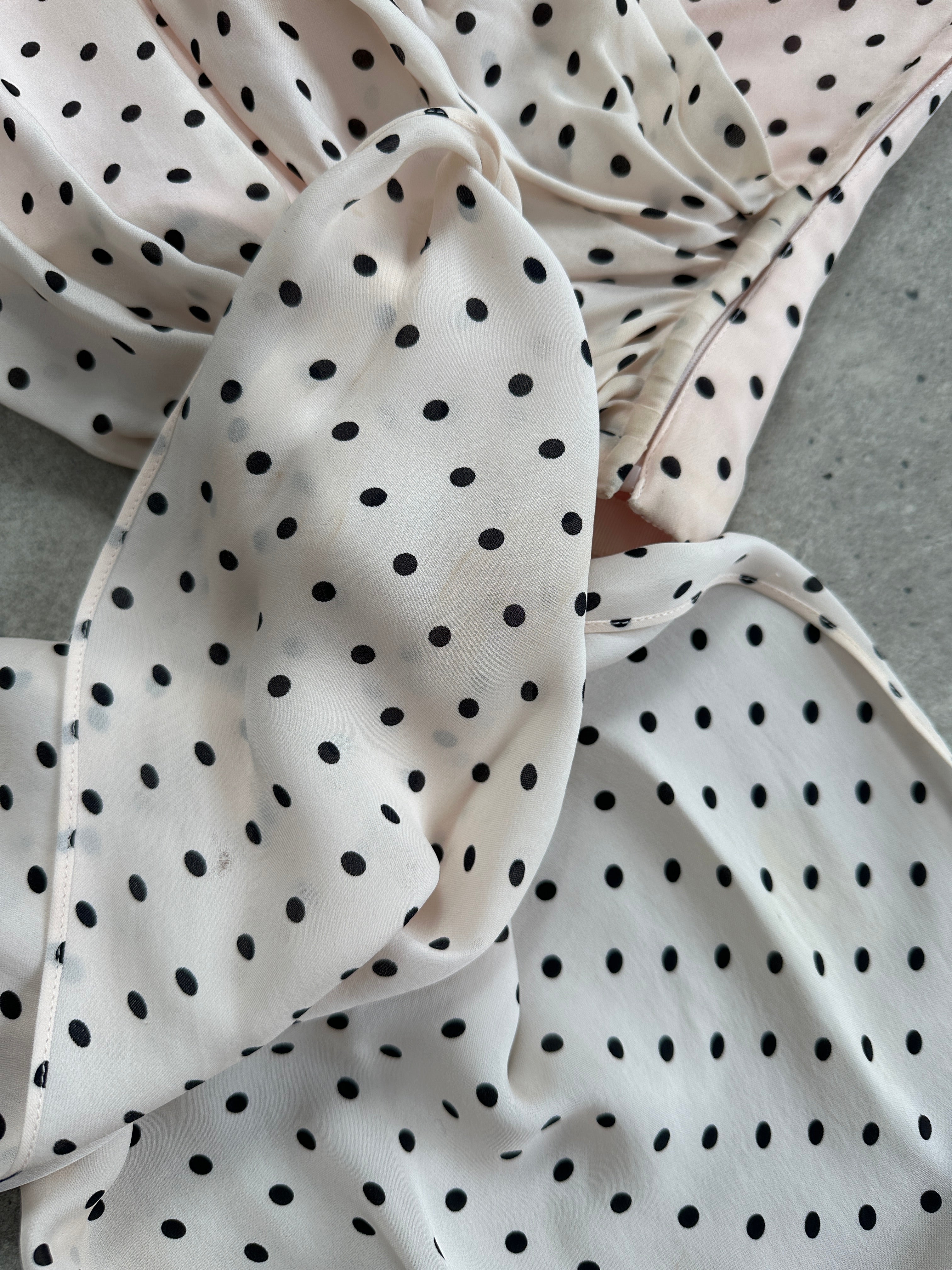 Jaeger 2000s Pure Silk Polkadot Two Piece Skirt Top Set - L/W28 - SYLK