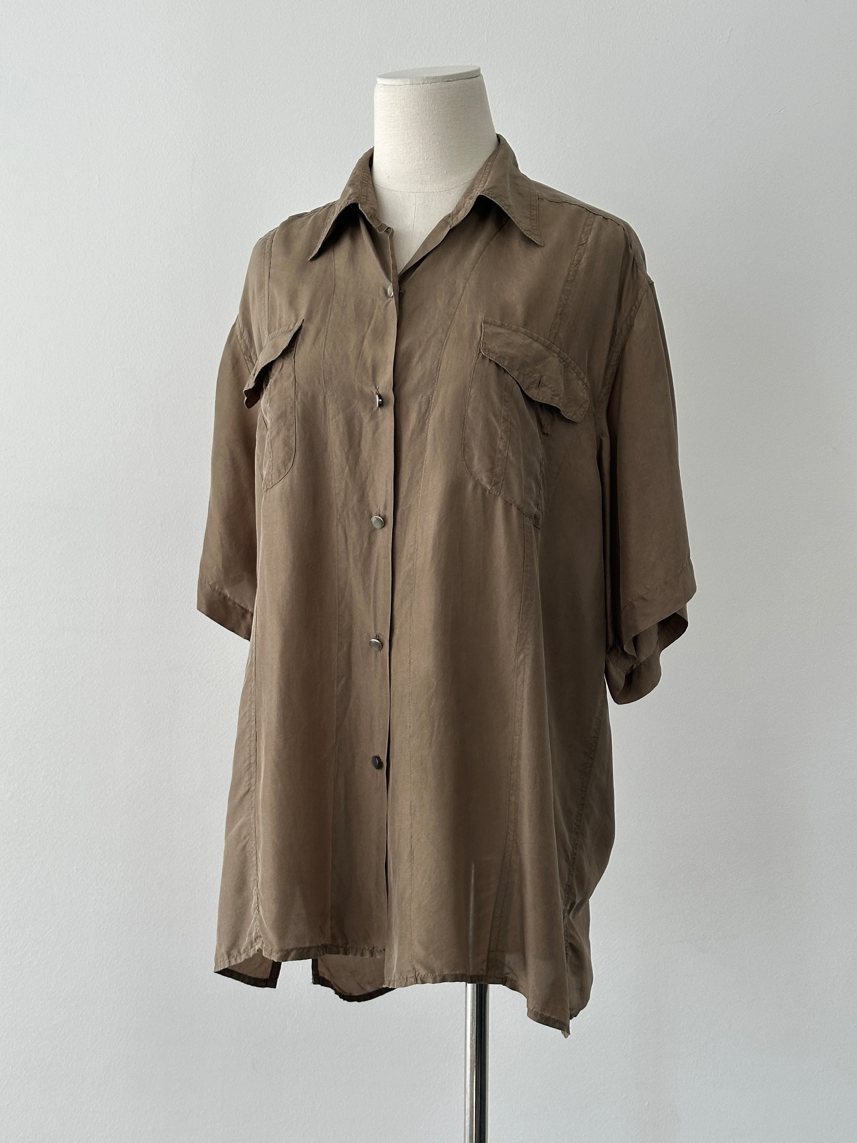 Vintage 1990s Pure Silk Short Sleeve Shirt - XL