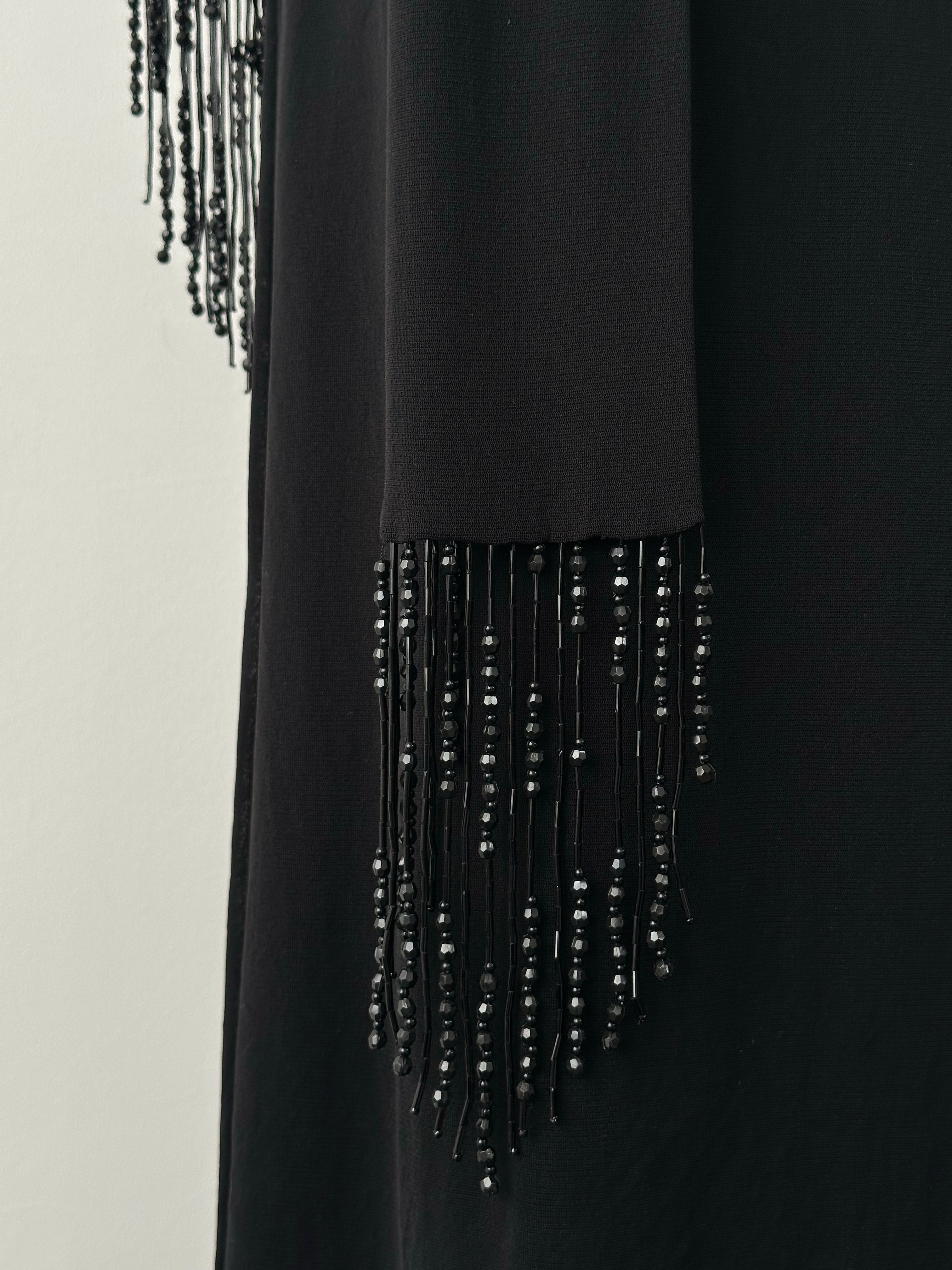 Vintage 1990s Beaded Scarf Wrap Midi Dress - M