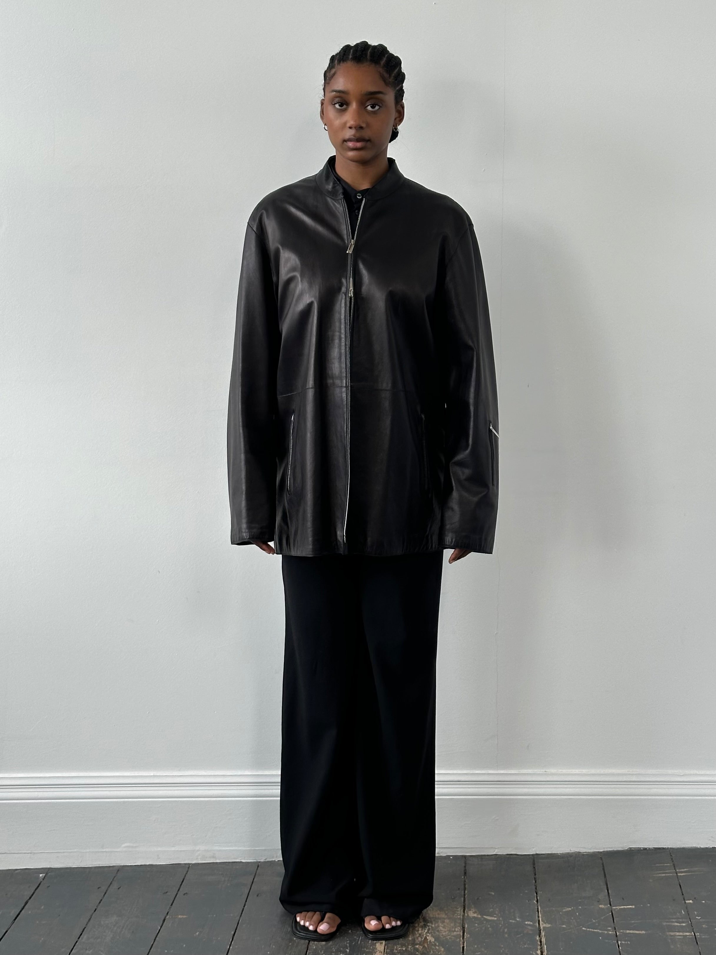 Emporio Armani 2000s Double Zip Leather Jacket - XL | SYLK