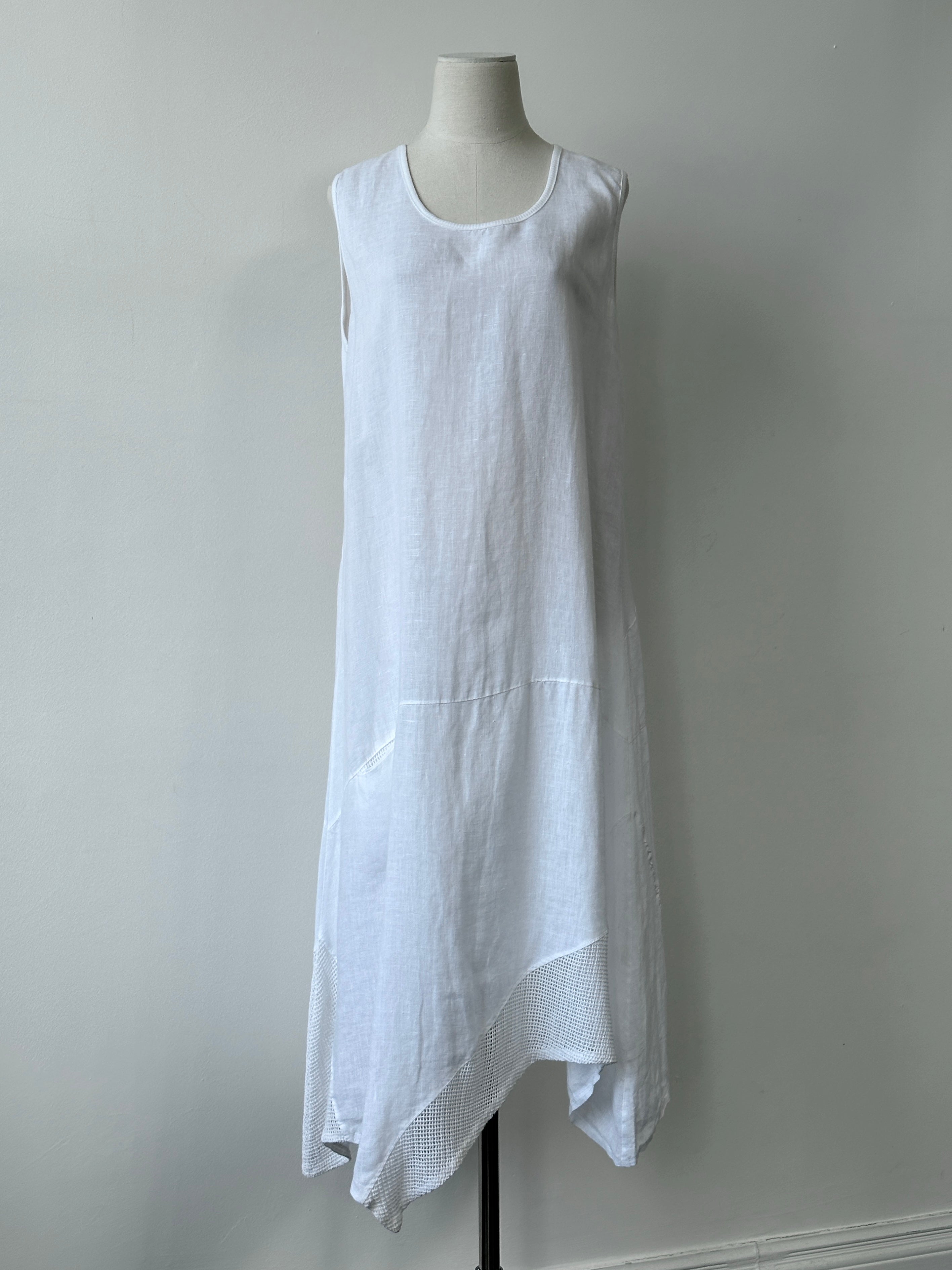 Vintage 2000s Pure Linen Asymmetric Sleeveless Maxi Dress - XL