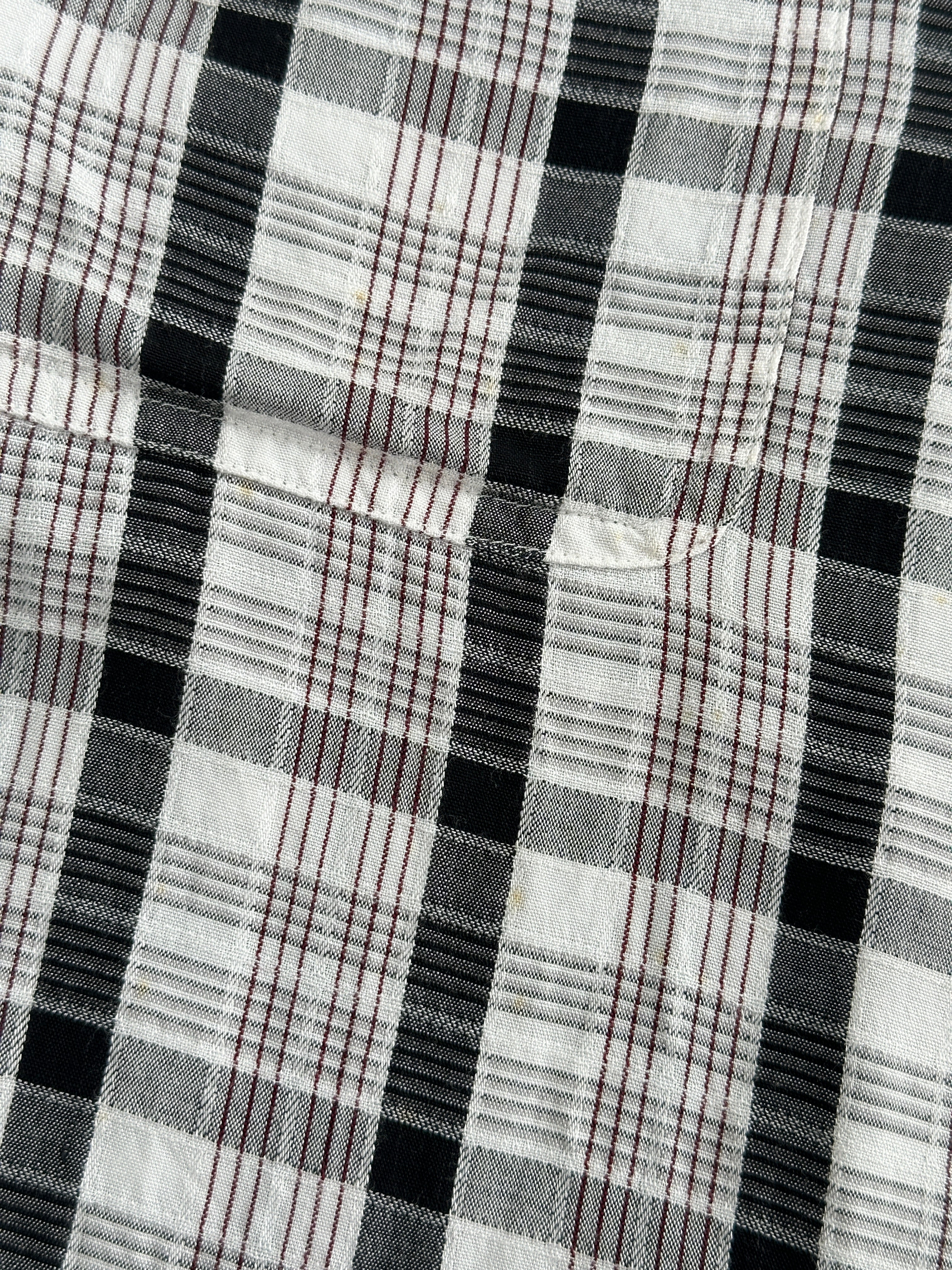 Yves Saint Laurent Pour Homme 1990s check shirt in size L, featuring classic plaid pattern and casual button-up style.