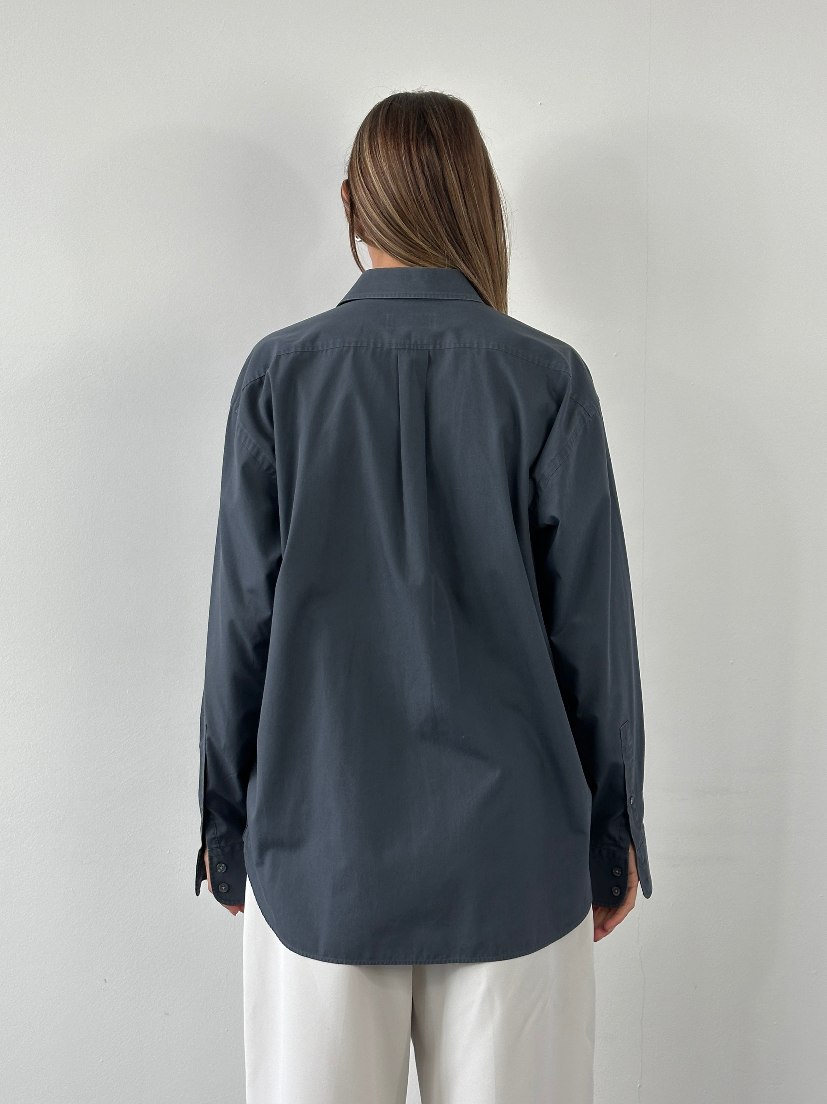 Yves Saint Laurent Pour Homme 1990s cotton logo shirt in size L/XL, featuring the classic YSL branding on the front.
