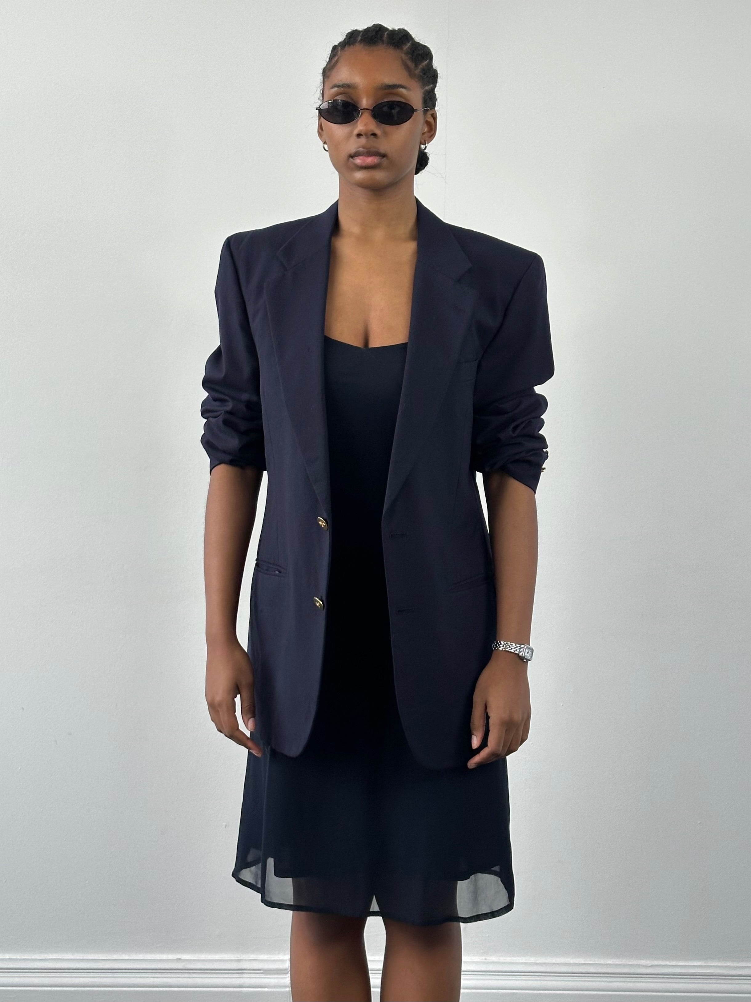 Burberry 1980s bespoke pure wool blazer in size 38R/M, tailored fit with classic design and signature check details.