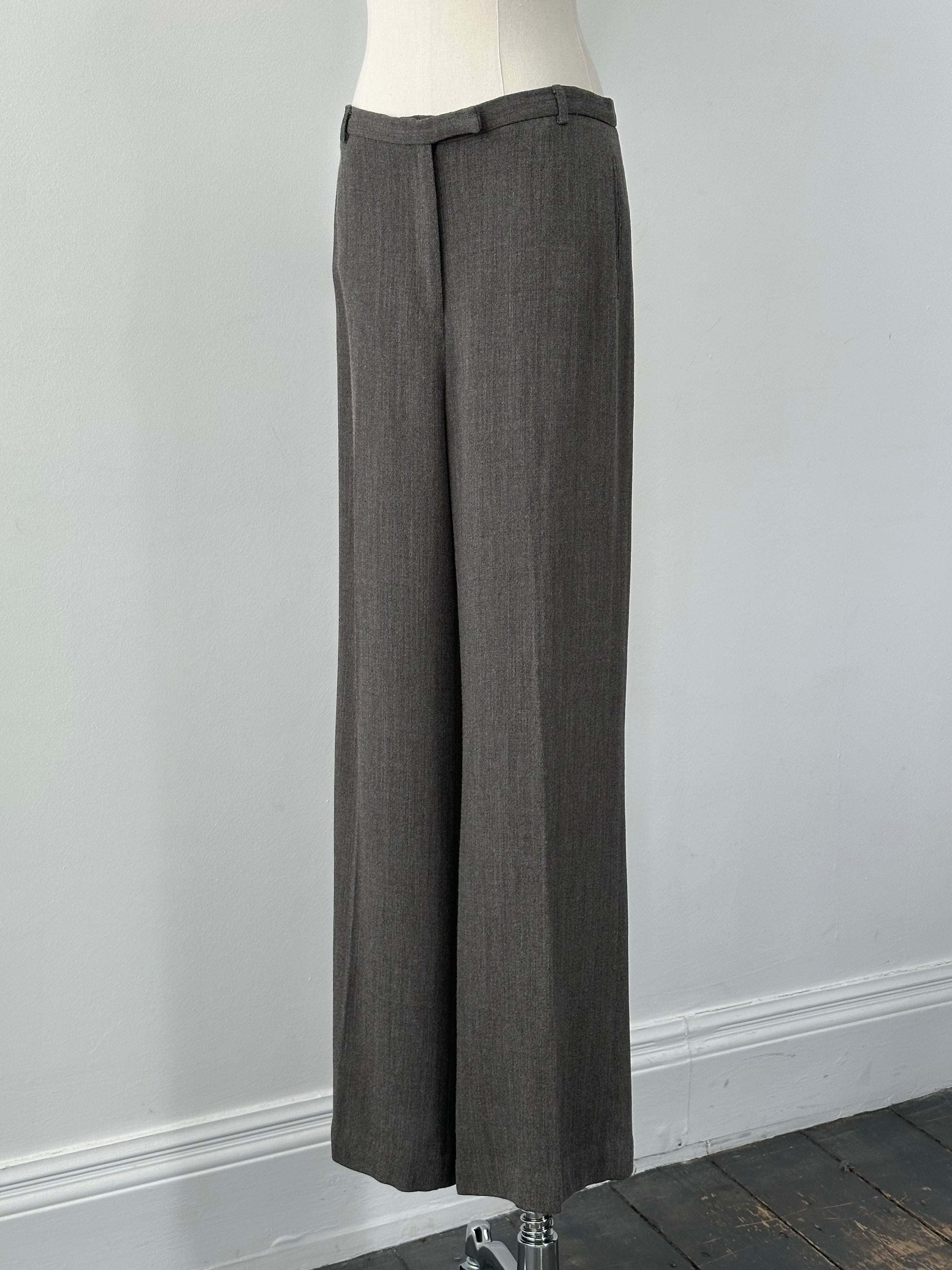 Calvin Klein 2000s Wool Wide Leg Tailored Trousers - W30