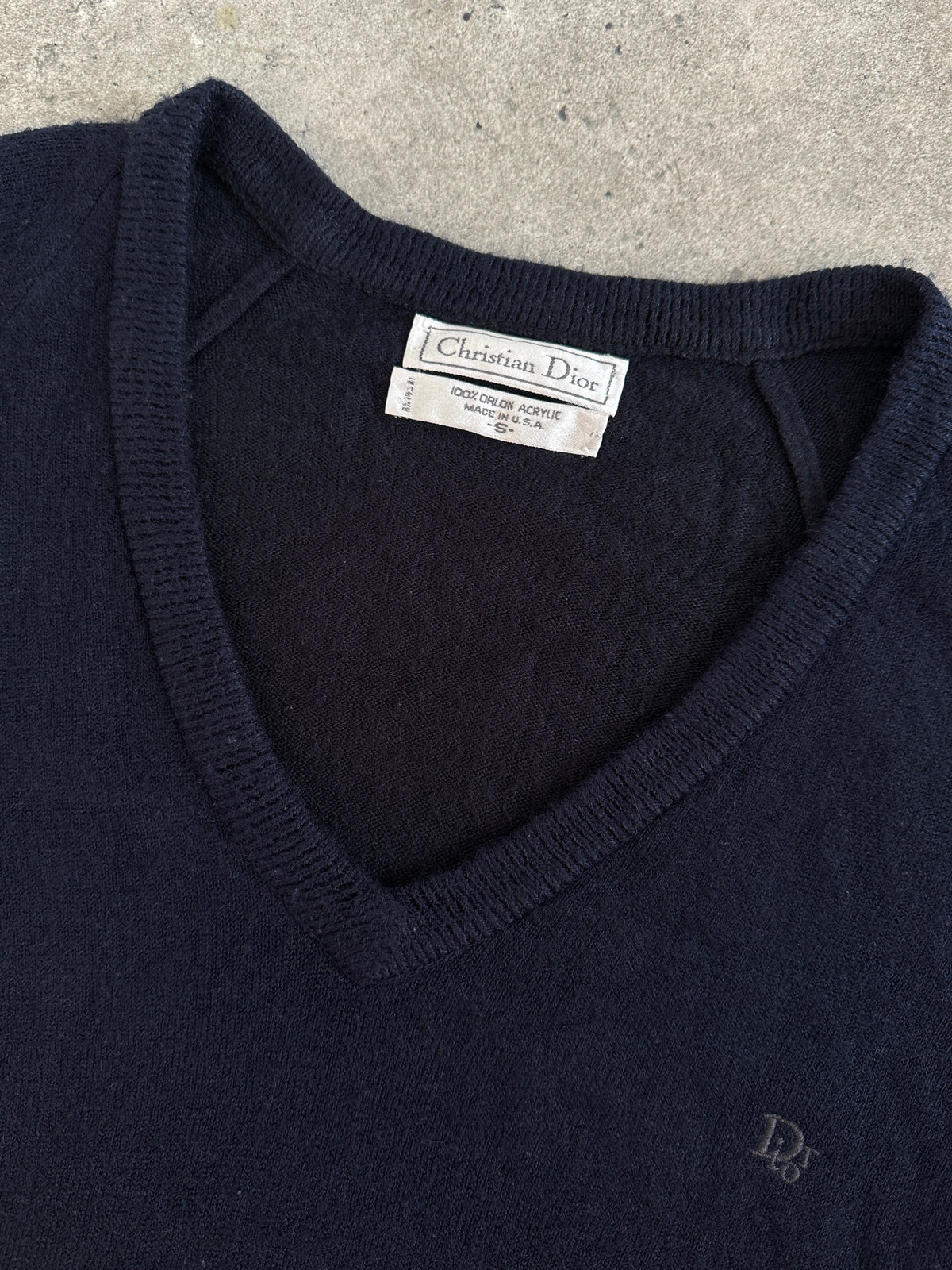 Christian Dior 1990s V Neck Logo Jumper - S-M