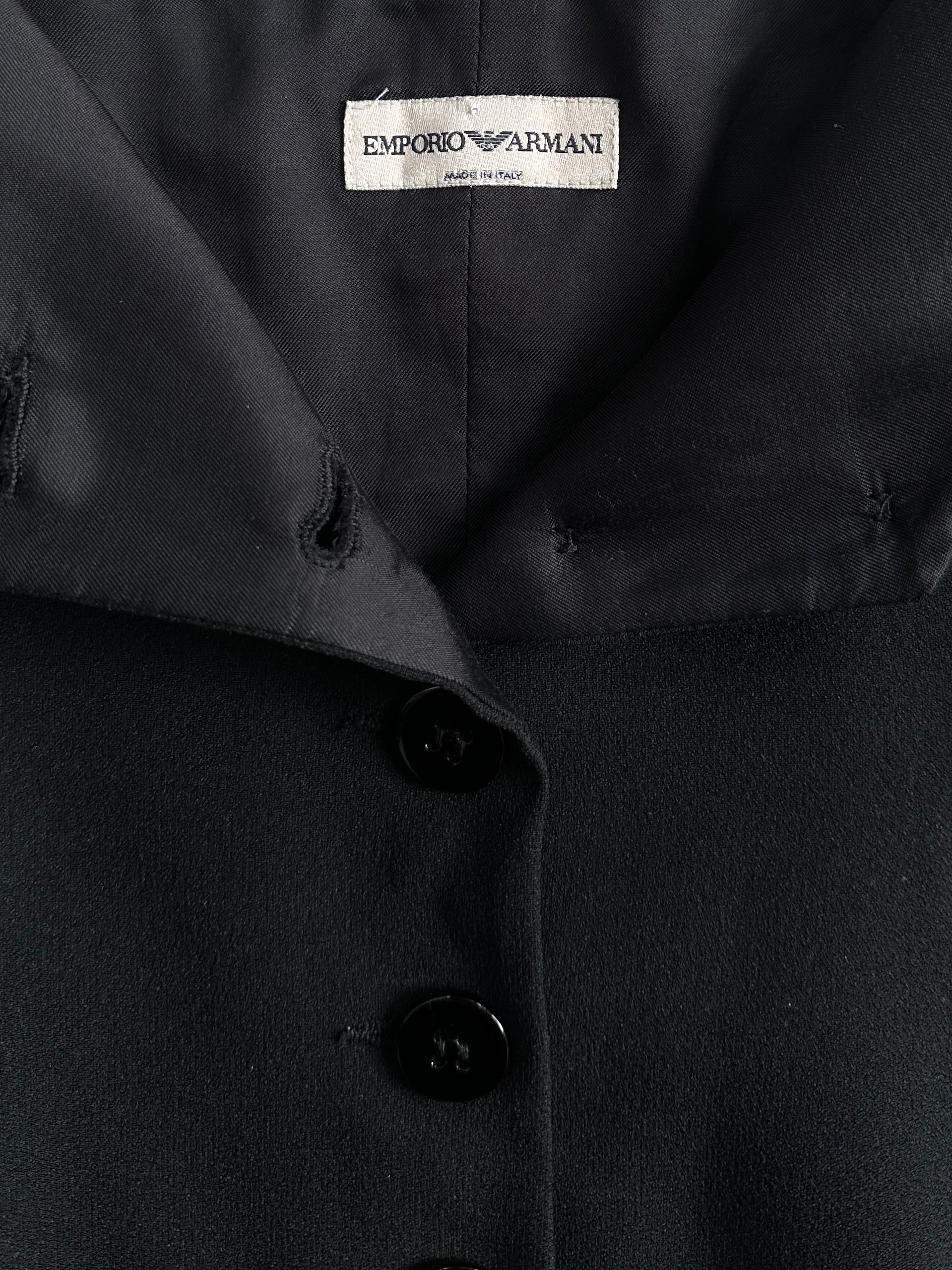 Emporio Armani 2002 pure silk halter neck waistcoat in black, showcasing sleek design and elegant fit.