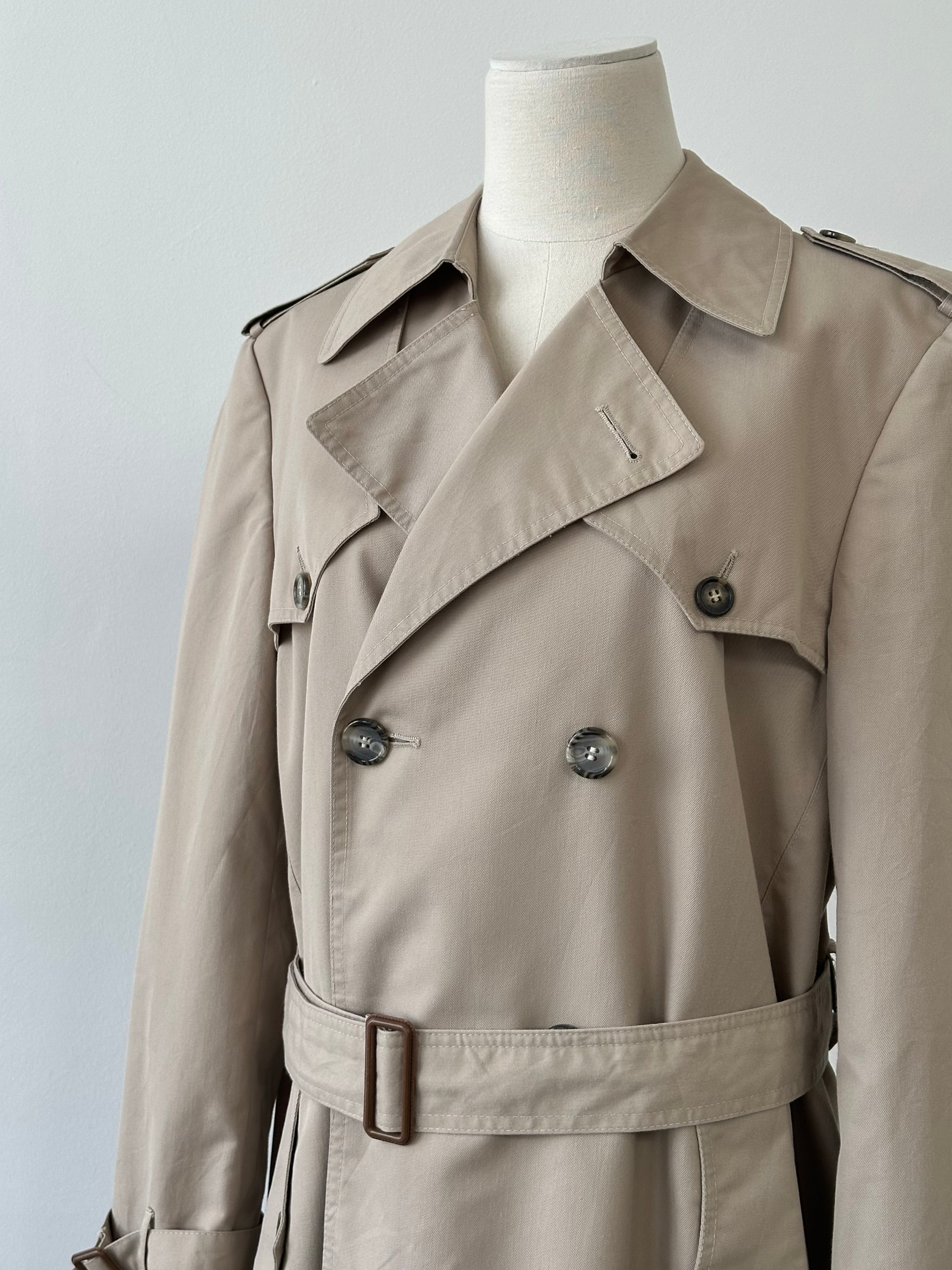 Christian Dior 1980s Cotton Double Breasted Trench Coat - M