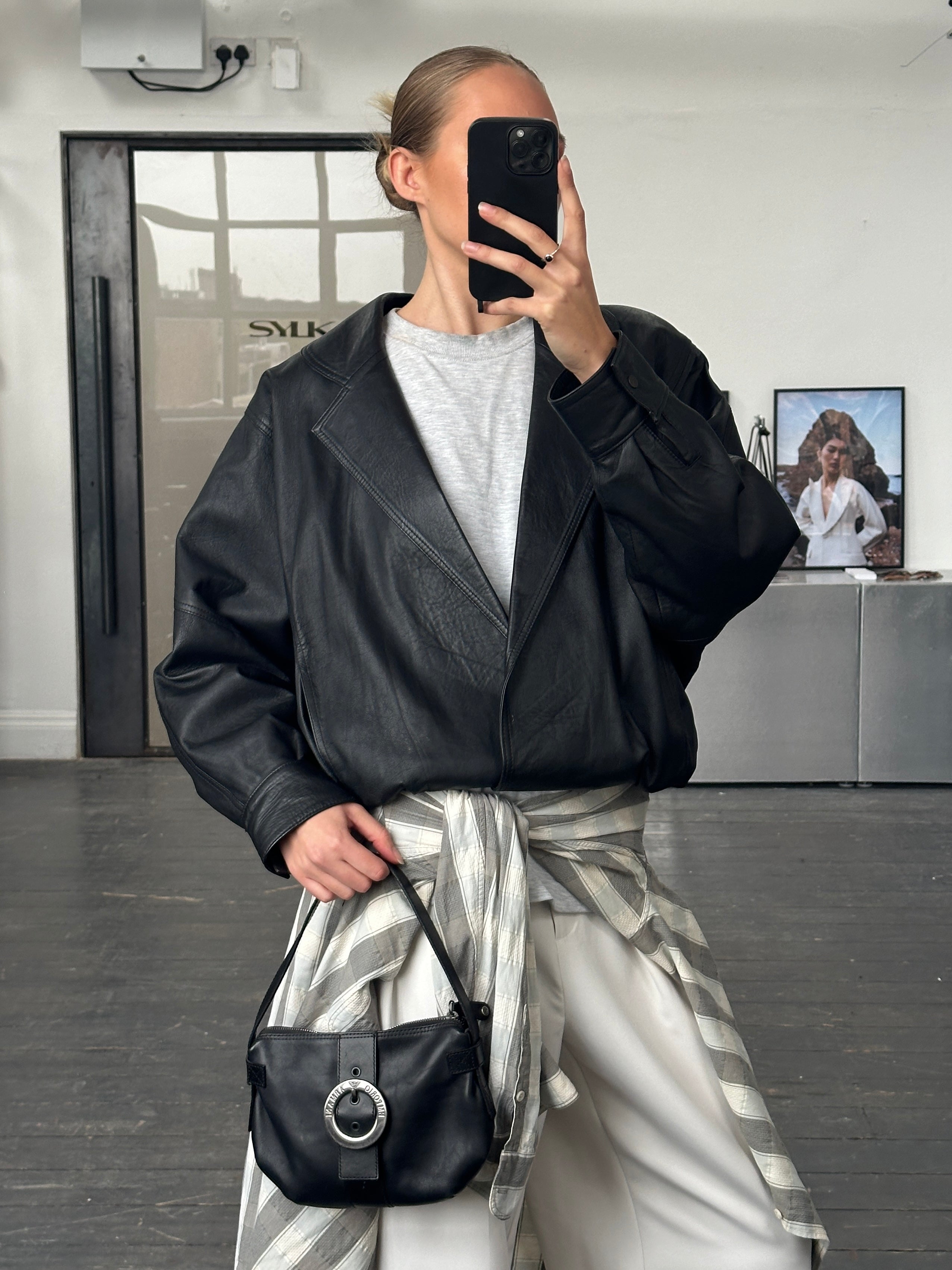 Vintage 1990s Lamb Leather Bomber Jacket - M - SYLK