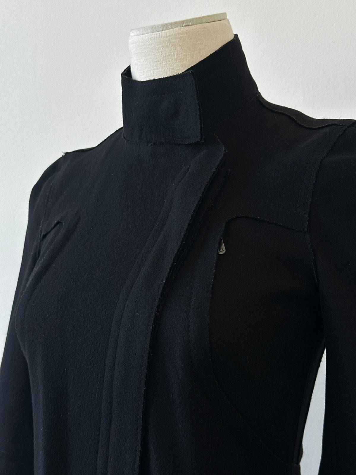 Armani Exchange 2000s Wool Funnel Neck Fitted Coat - XS