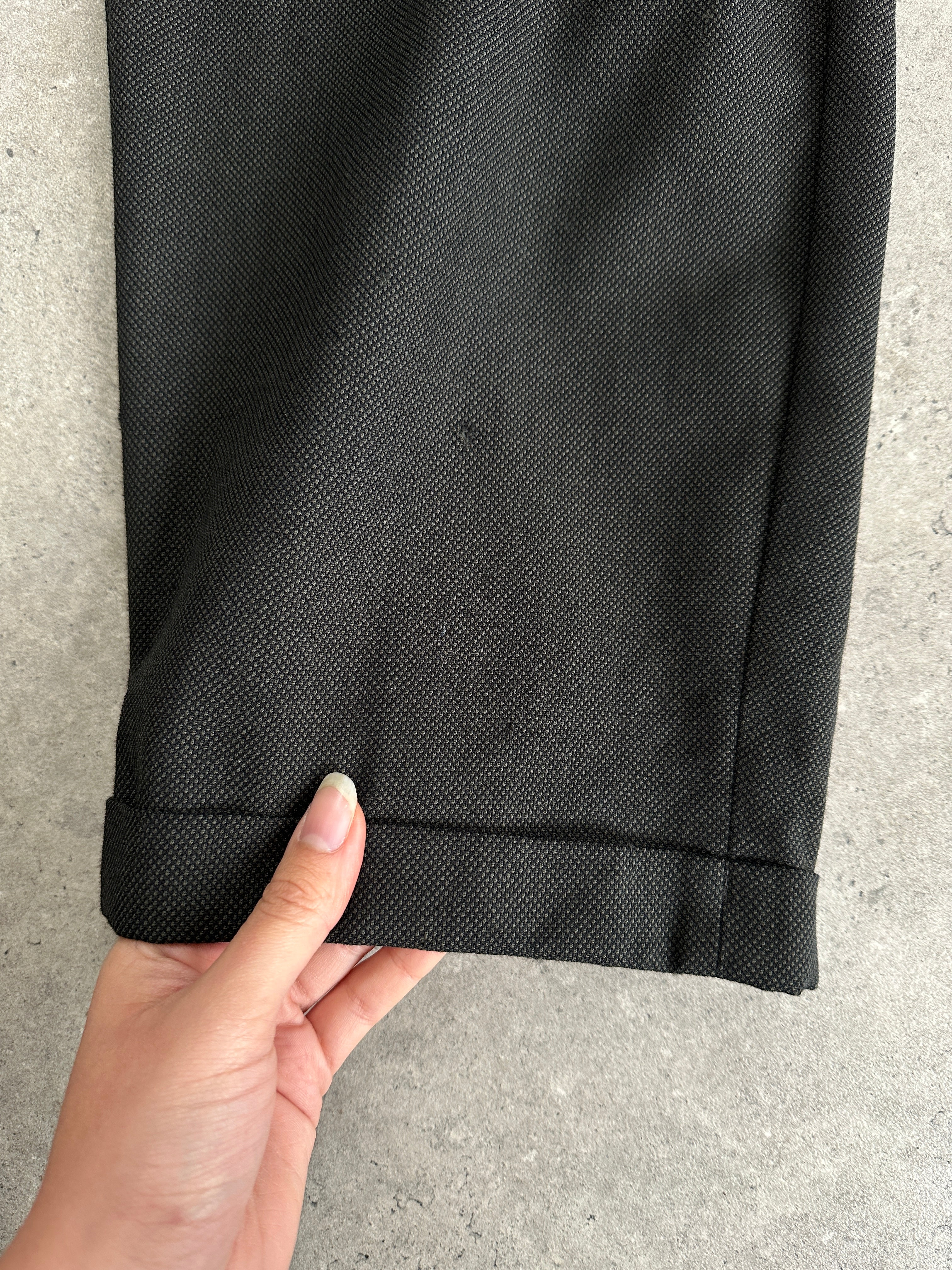 Christian Dior Monsieur wool tailored trousers in straight leg fit, size W36, showcasing classic design and fine craftsmanship.