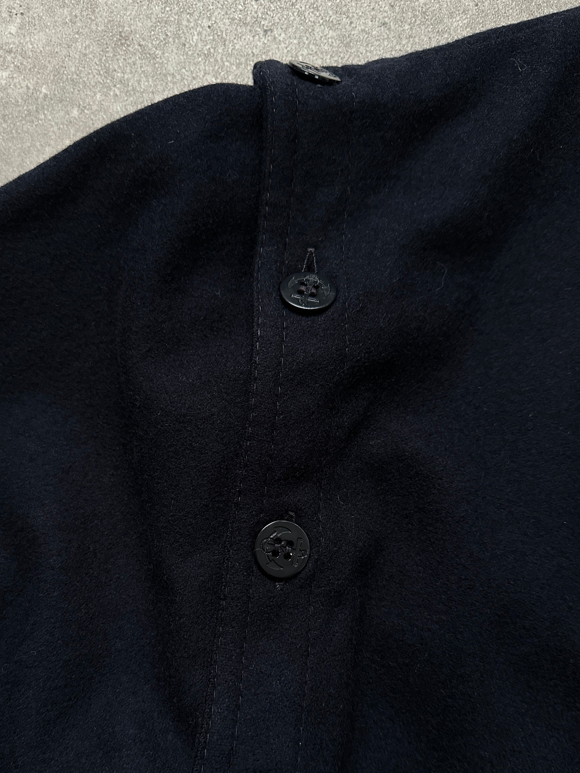 Vintage Italian 1990s wool jacket with detachable sleeves, size L/XL, featuring classic retro style and tailored fit.