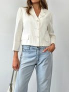 Max Mara Linen Cropped Single Breasted Blazer - M - SYLK