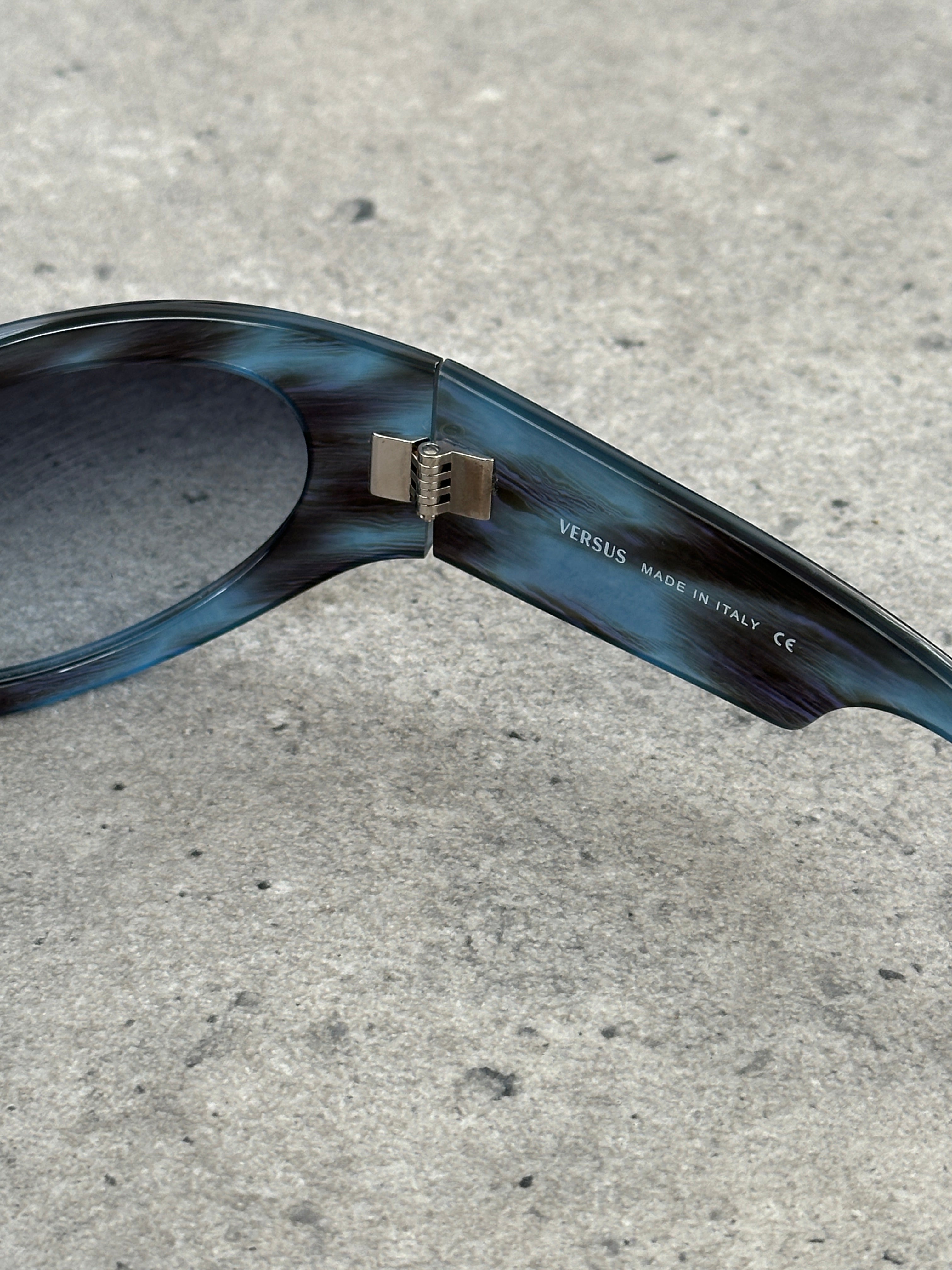 Versace Versus 2000s Marbled Wrap Shield Logo Sunglasses