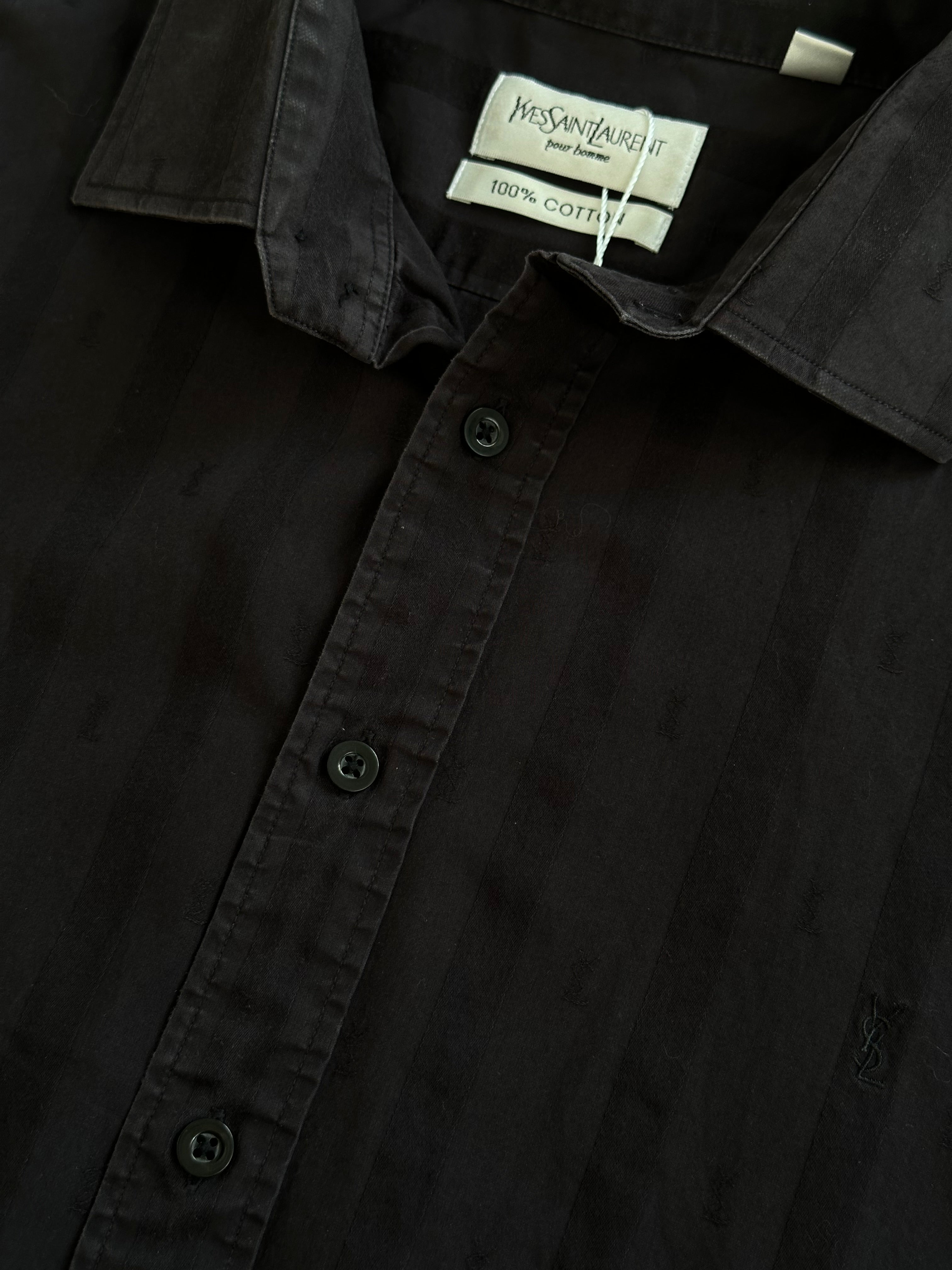 Yves Saint Laurent Pour Homme pure cotton monogram logo shirt in size XL, featuring a classic design and logo details.