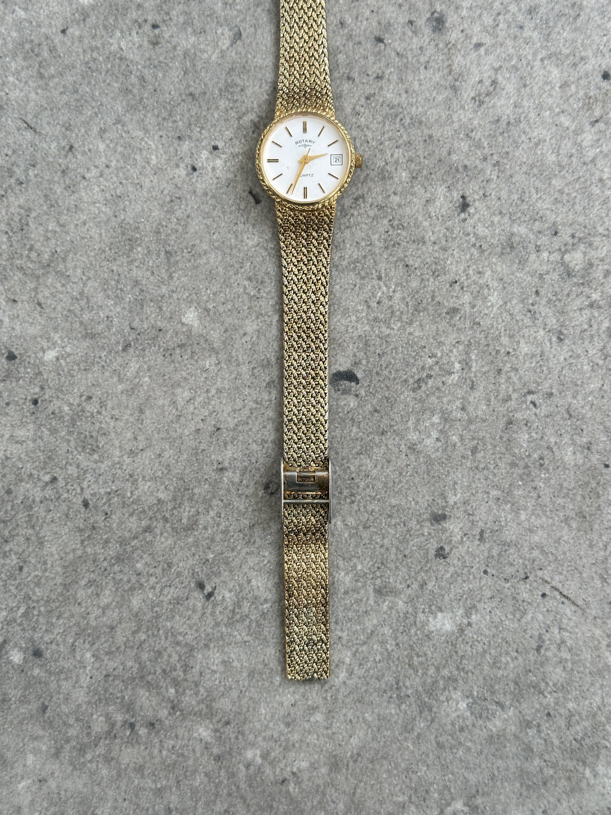 Rotary 1980s Gold Plated Quartz Bracelet Logo Watch