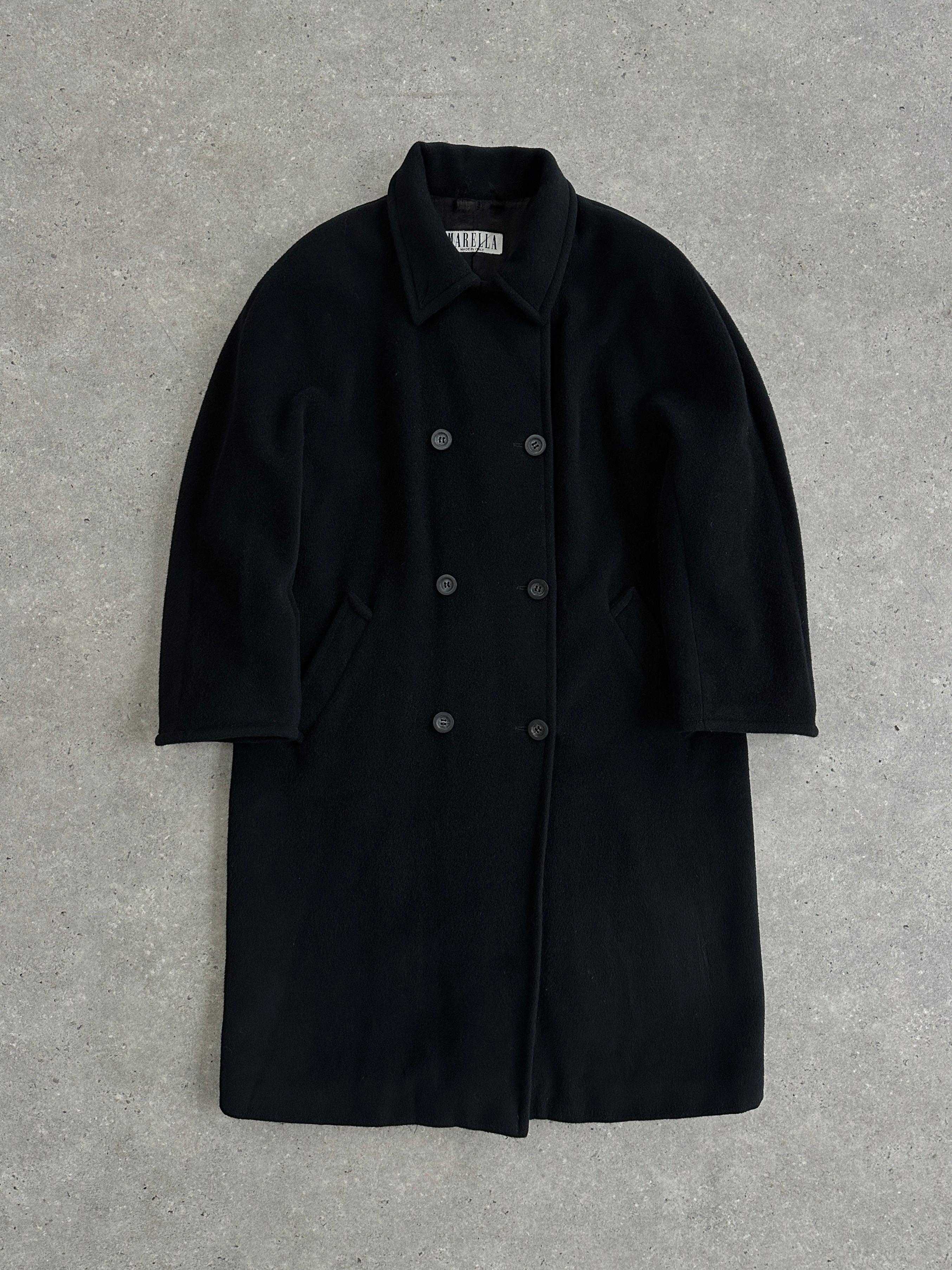 Marella double-breasted wool and cashmere coat in XL, featuring a classic design and tailored fit.