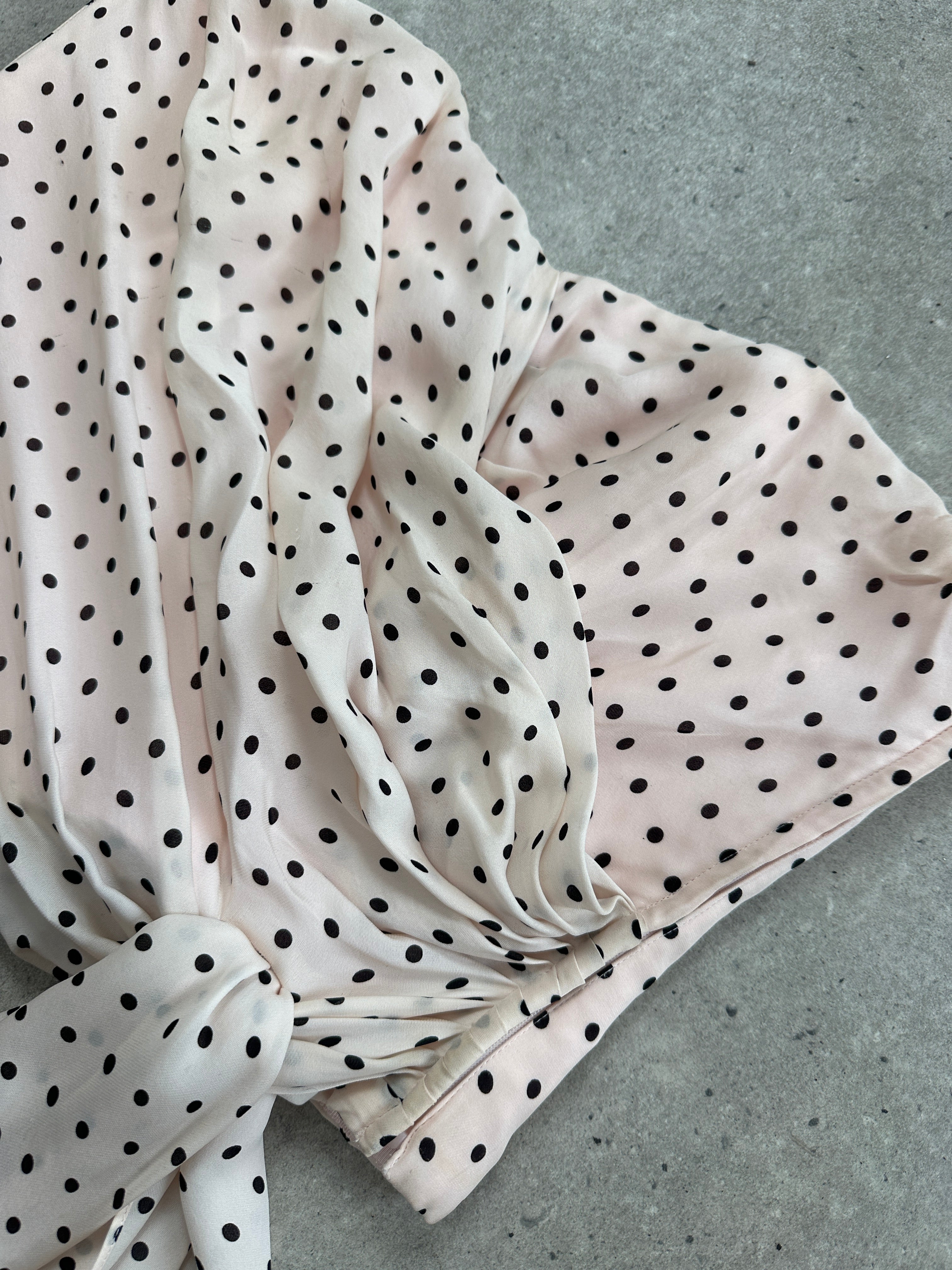 Jaeger 2000s Pure Silk Polkadot Two Piece Skirt Top Set - L/W28 - SYLK