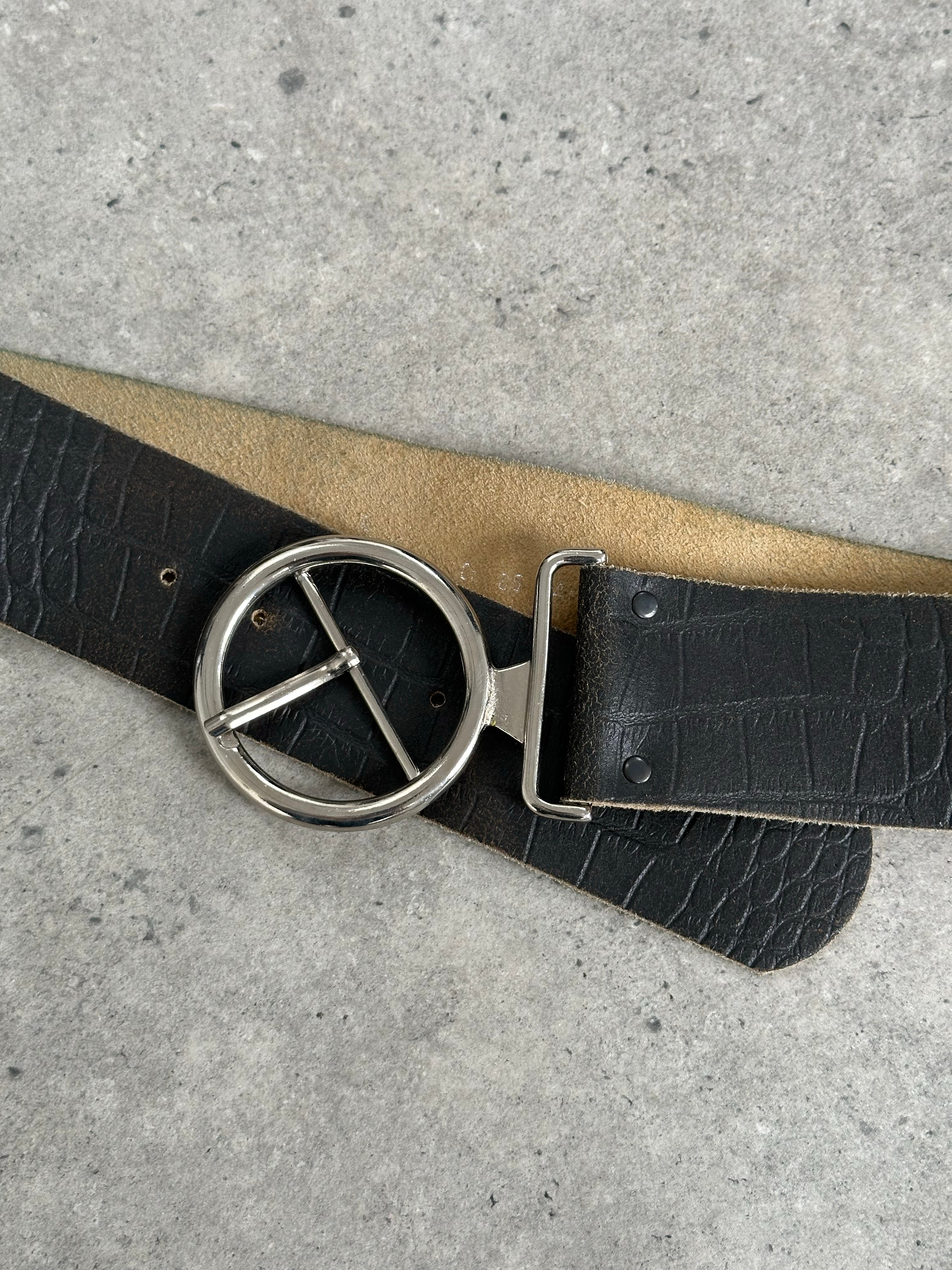 Vintage 1990s Leather Chunky Circular Belt - W34-38