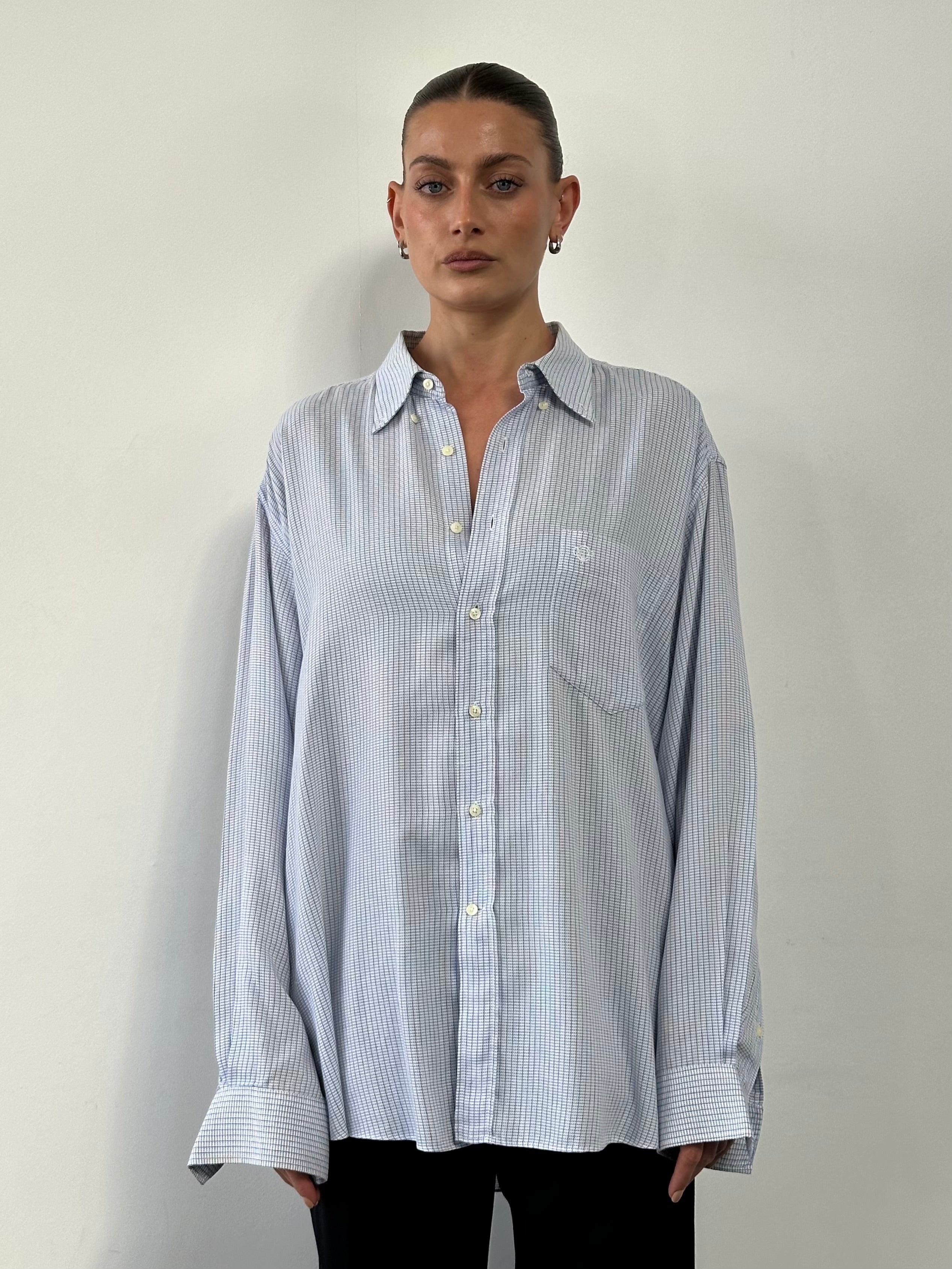 Christian Dior cotton check logo shirt in XL/XXL, featuring a classic pattern and brand logo on the front.