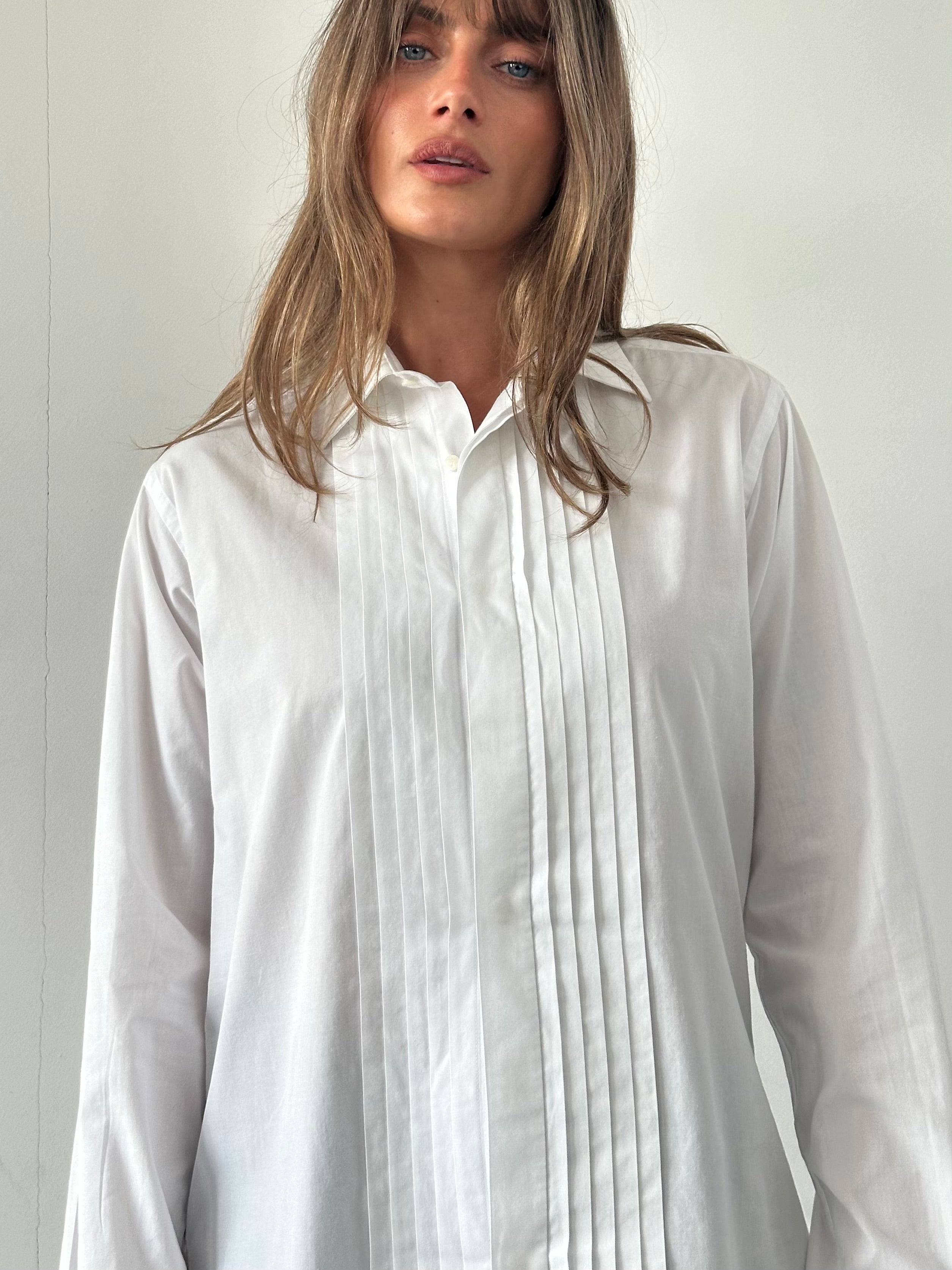 Christian Dior Monsieur Cotton Logo Tuxedo Dress Shirt