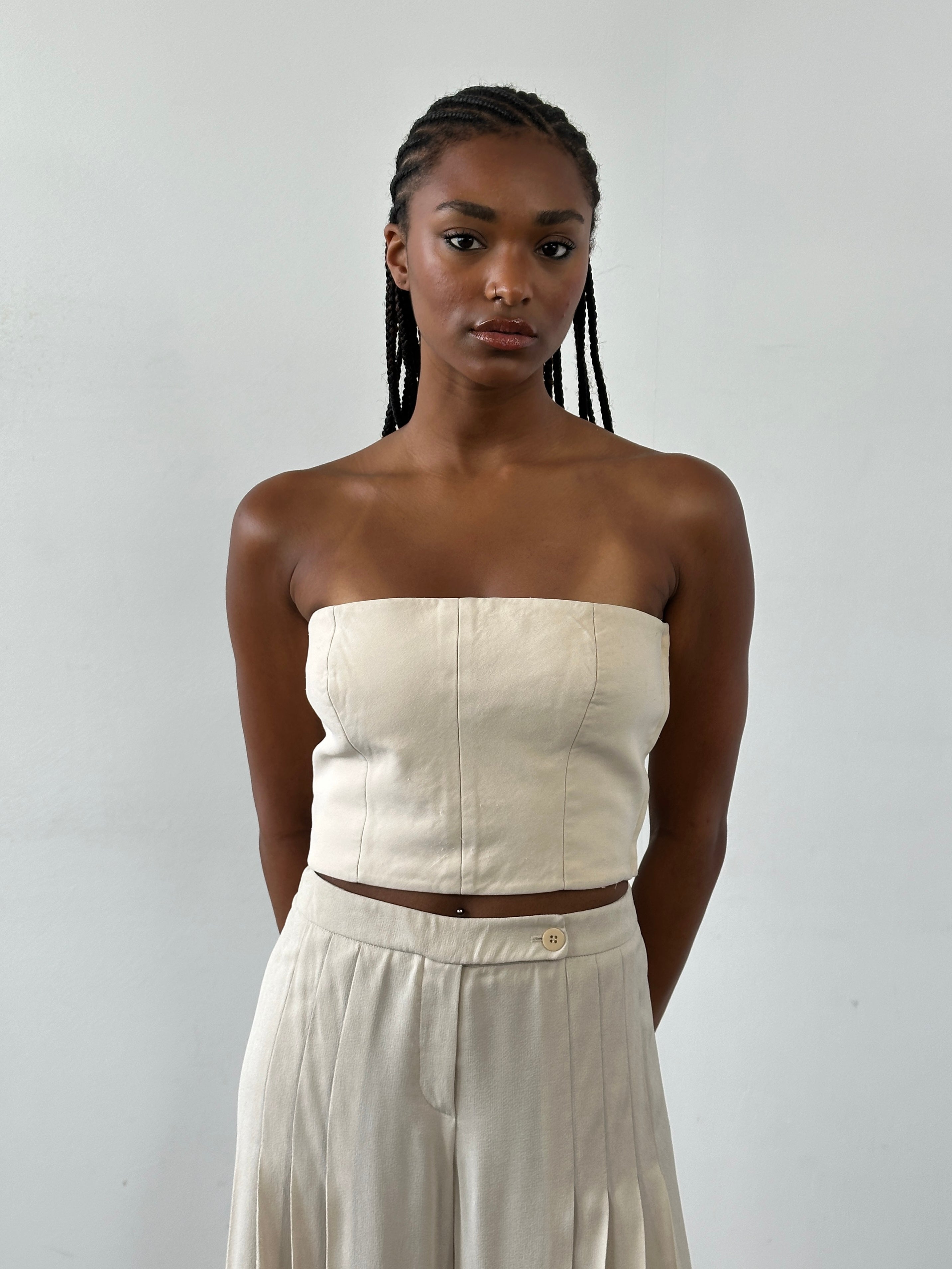 Giorgio Armani 1990s Silk Strapless Bustier Top - S/M - SYLK