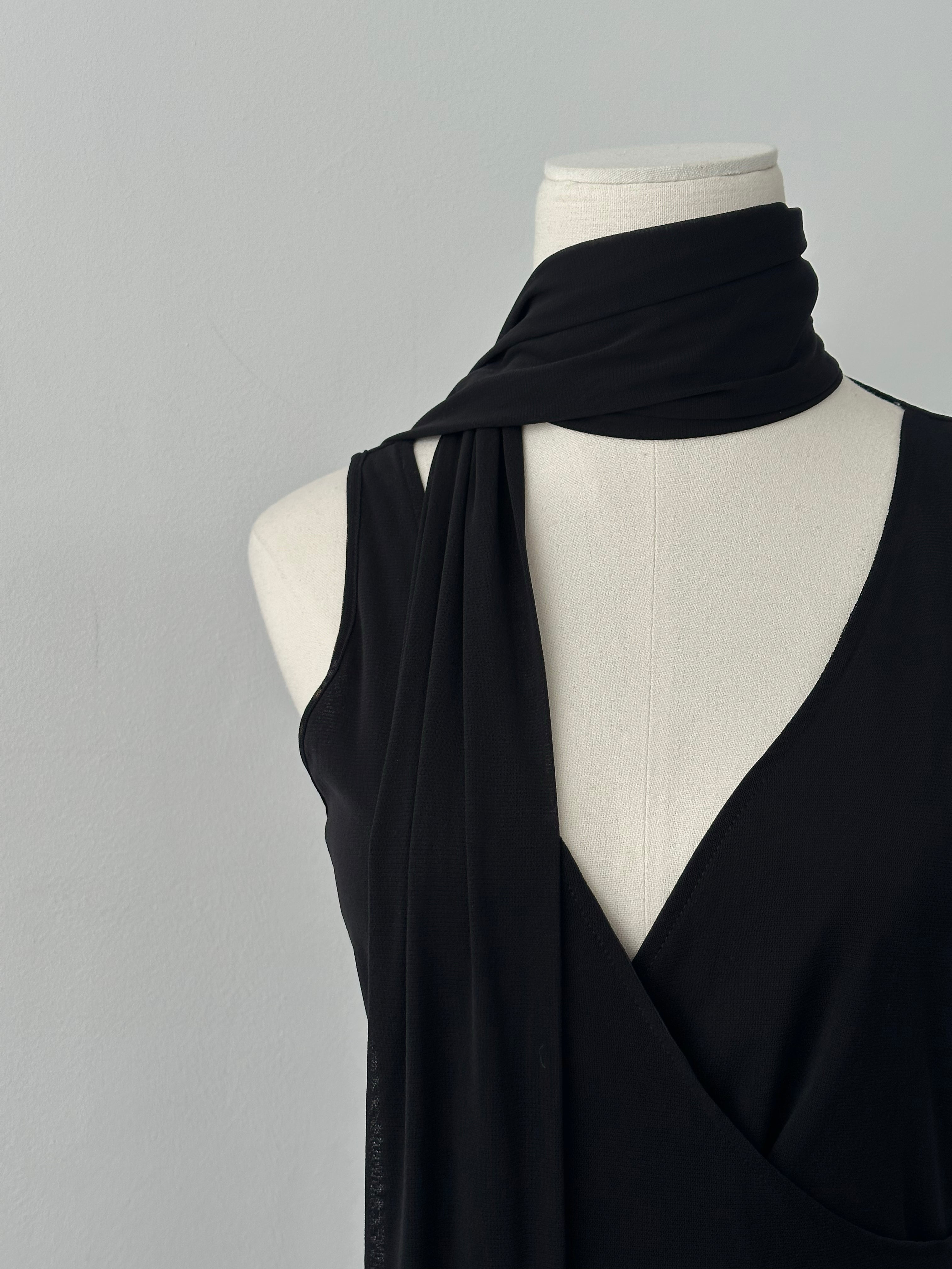 Vintage 1990s Beaded Scarf Wrap Midi Dress - M