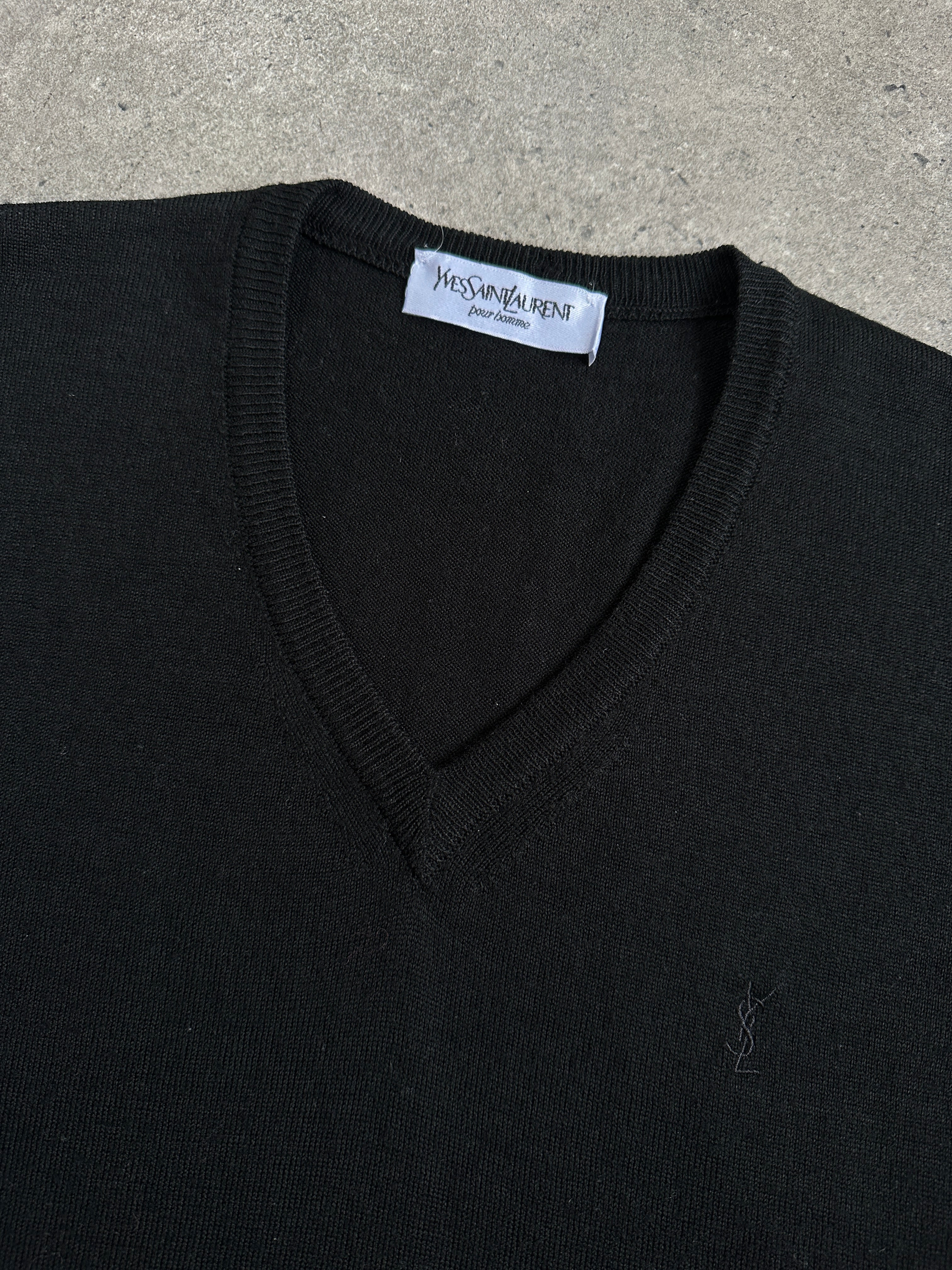 Yves Saint Laurent Pour Homme 1990s Wool Sleevless V Neck Jumper - M