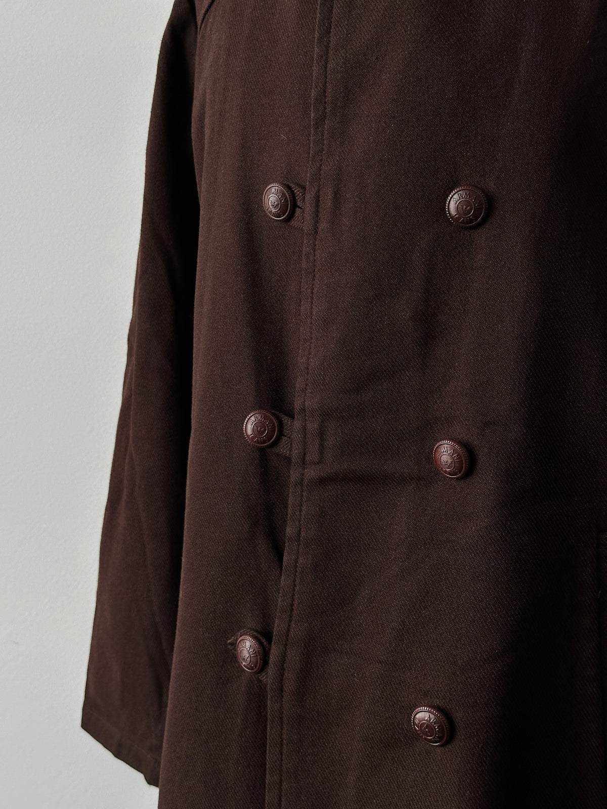 Armani Jeans 2000s Wool Funnel Neck Double Breasted Coat - L