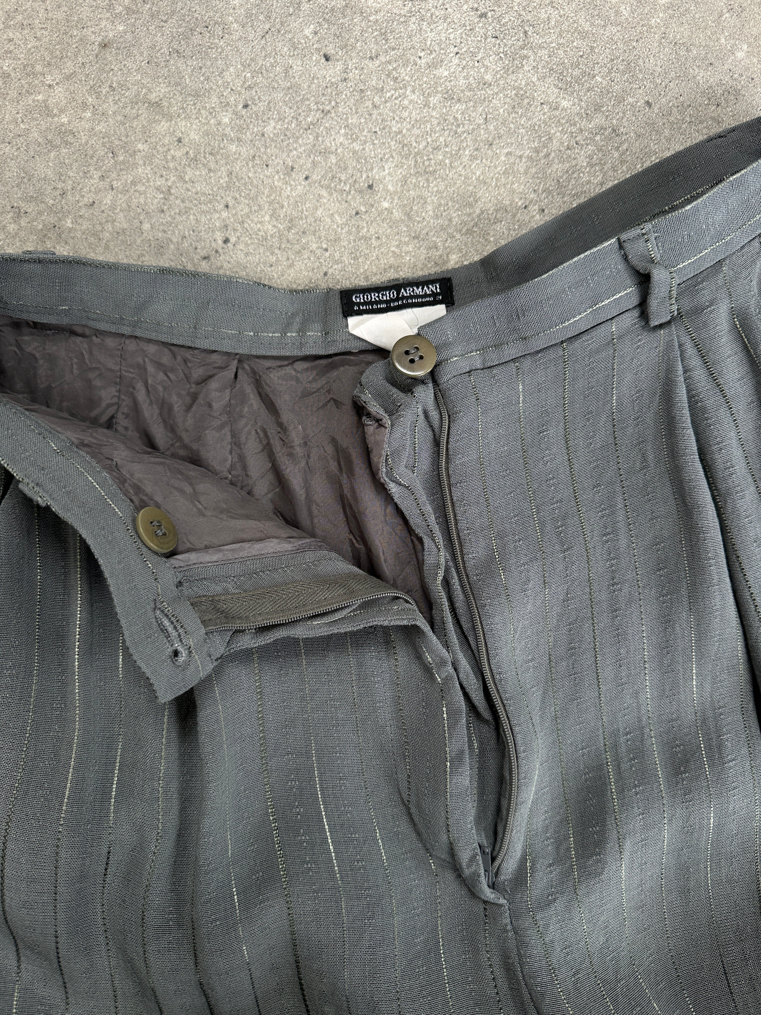 Girogio Armani 1990s Striped Straight Leg Tailored Trousers - W25
