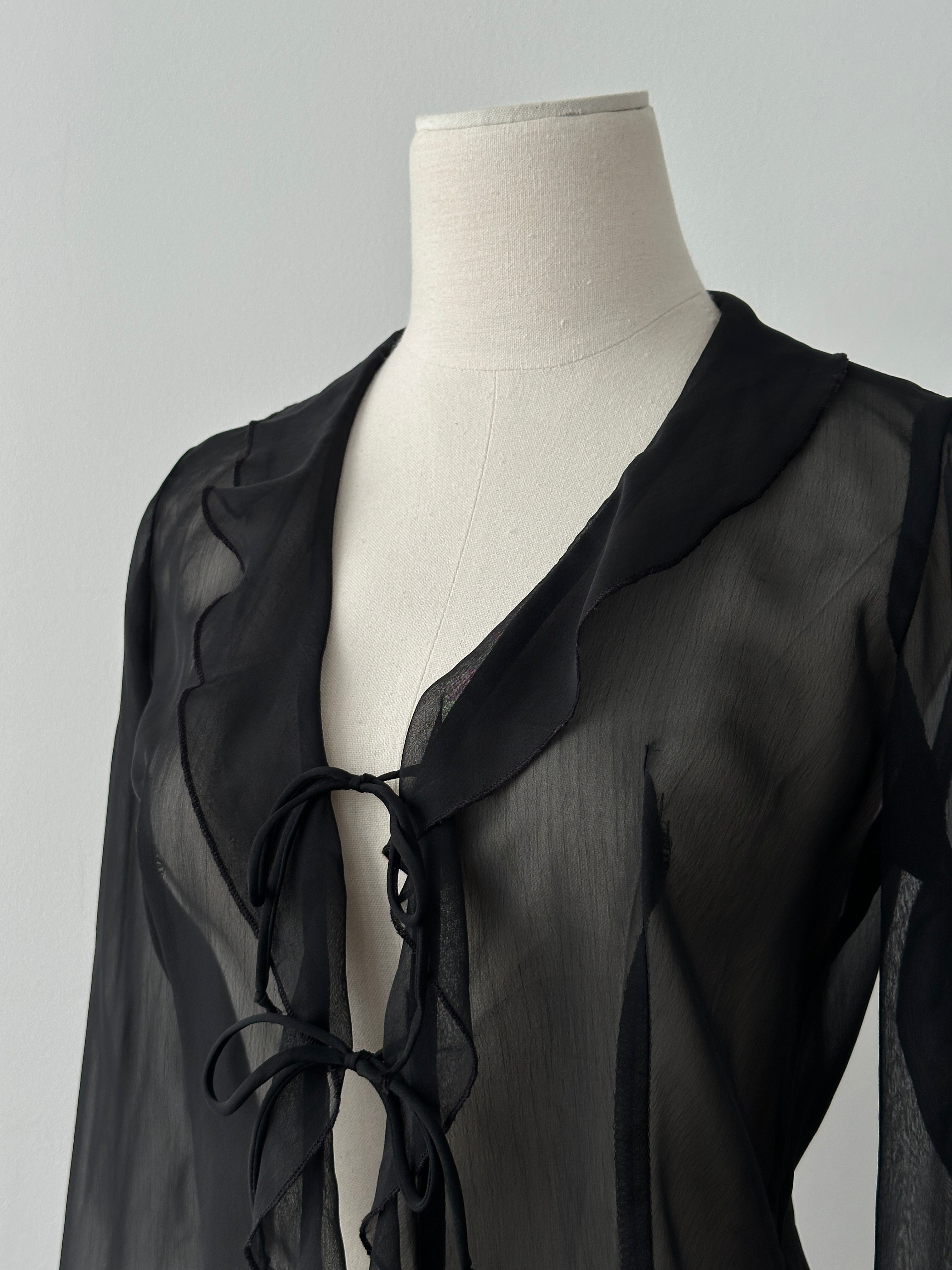 Vintage 1990s Sheer Tie Top - S