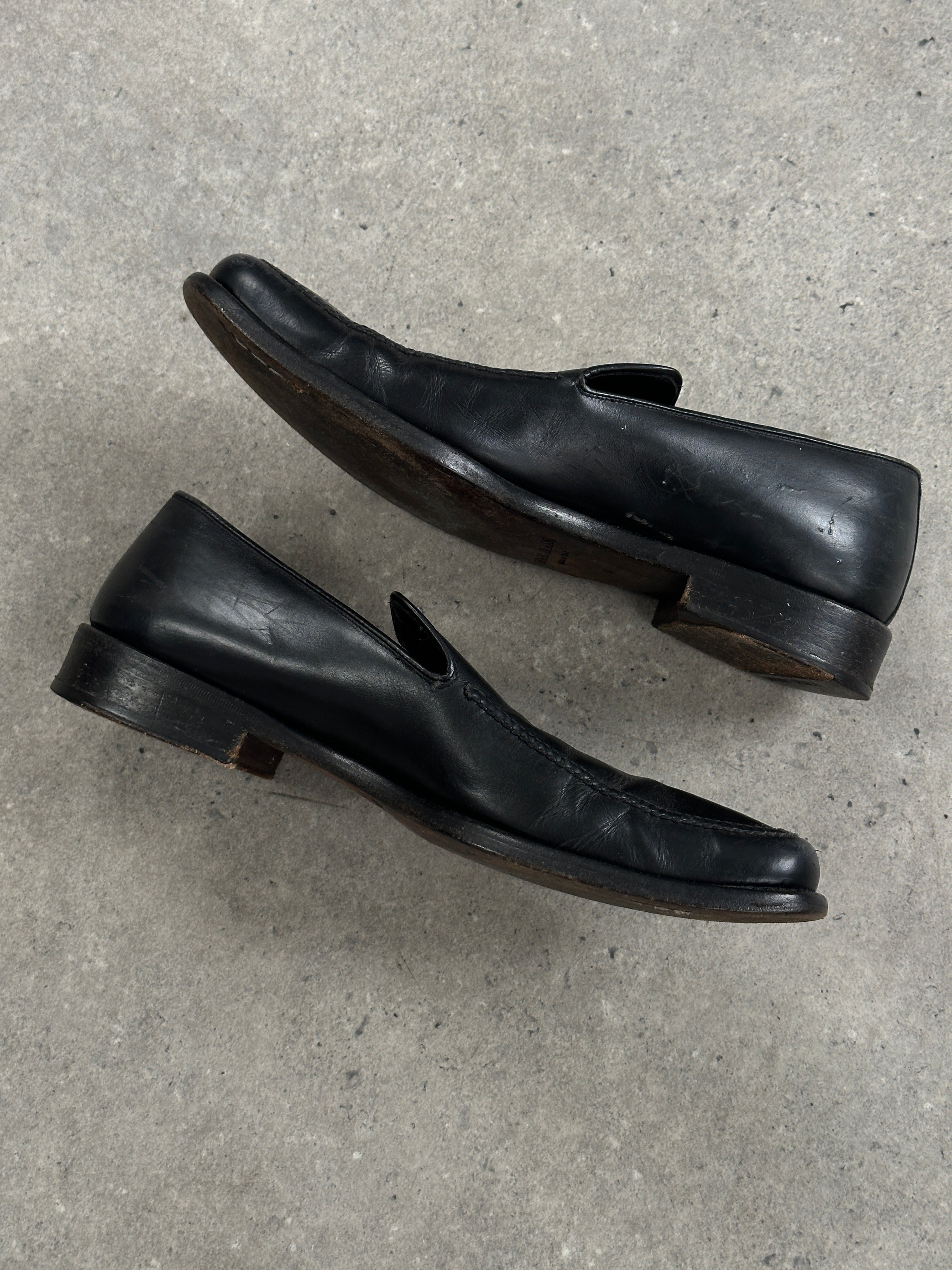 Giorgio Armani 1990s Leather Apron Toe Loafers - UK 7