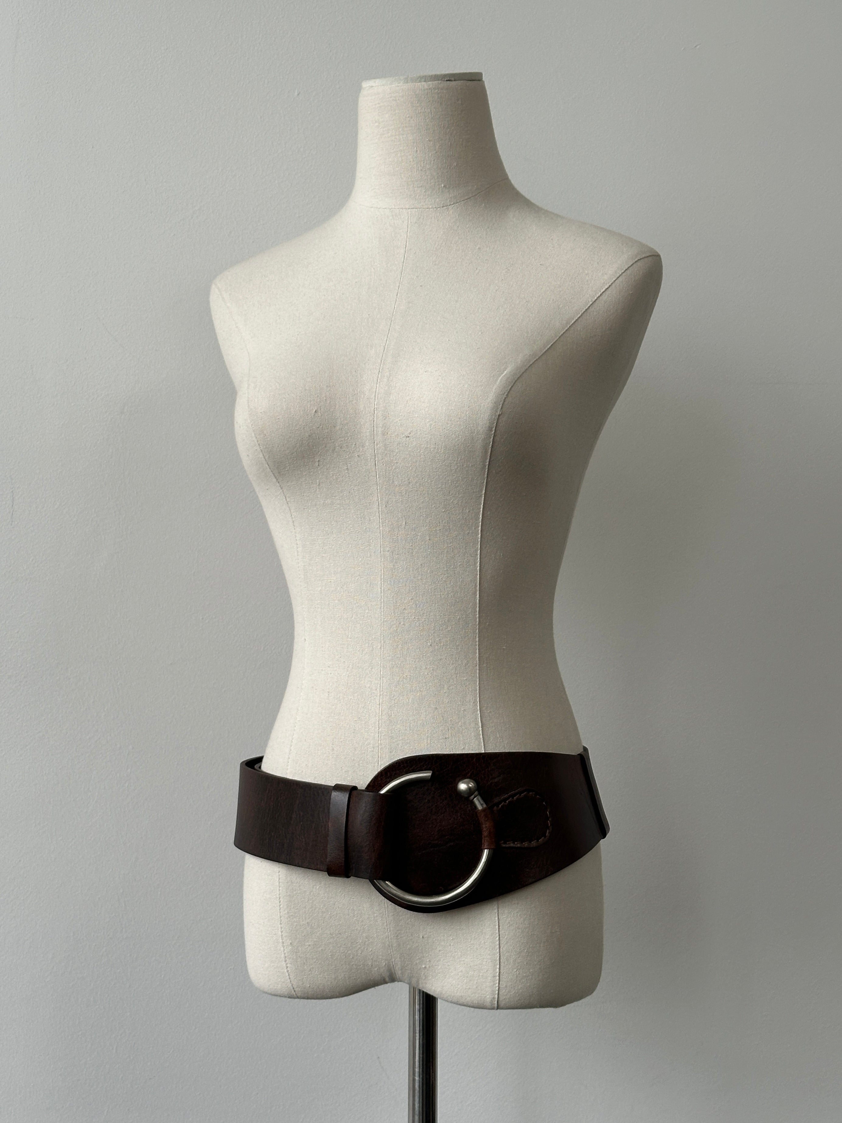Vintage 2000s Leather Chunky Belt - One size