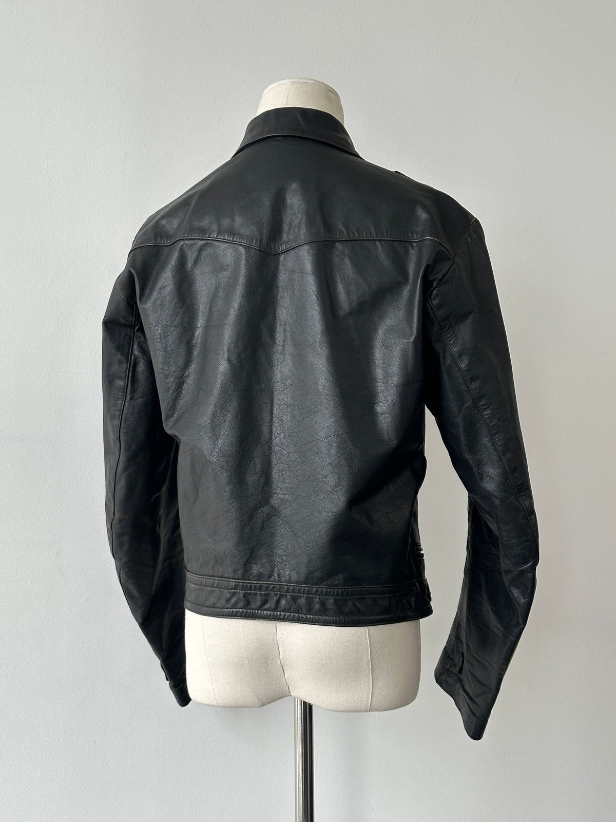 Vintage 1990s Fitted Moto Leather Jacket - XS-S