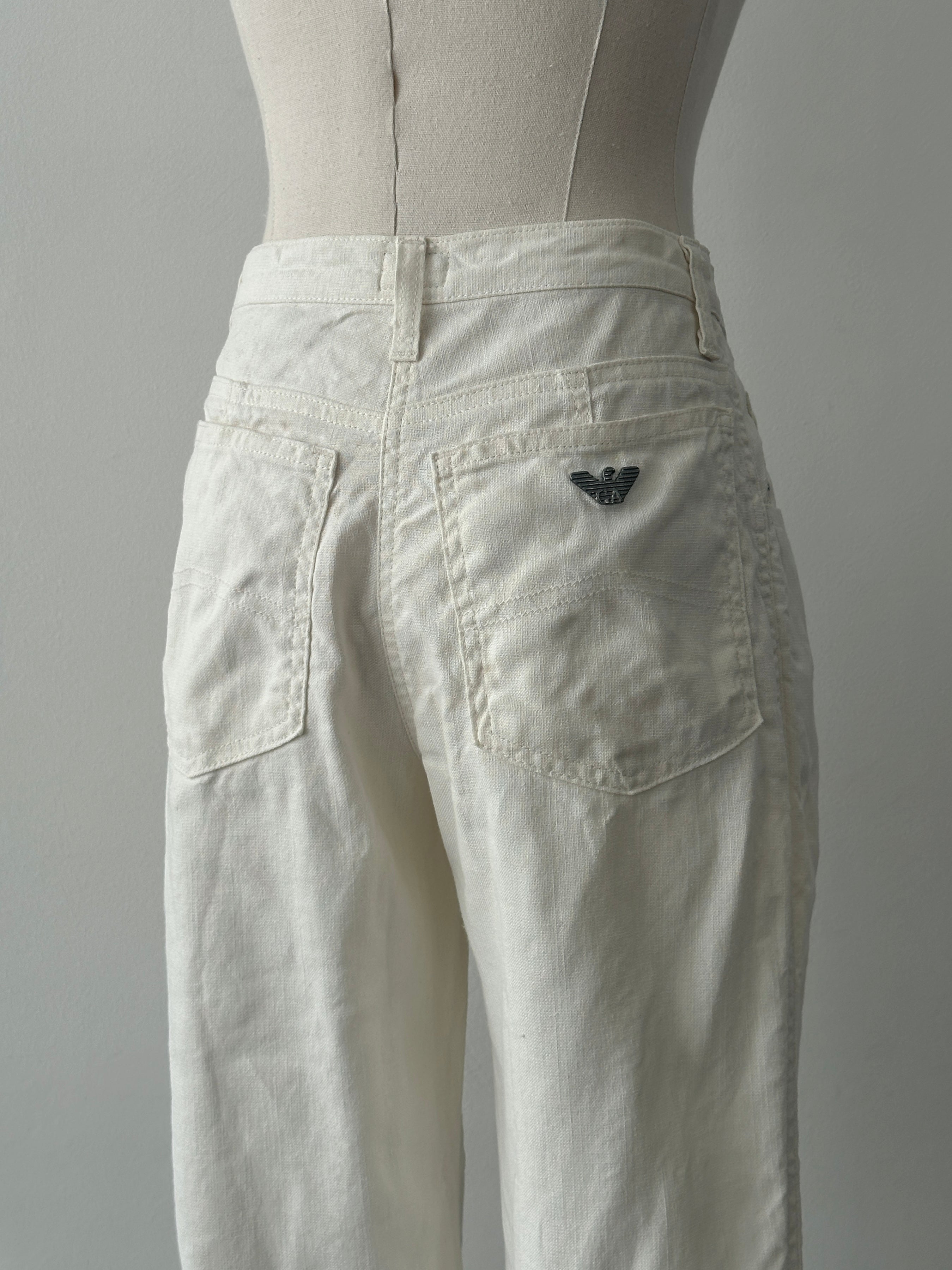 Armani Jeans 1990s Linen Slim Straight Leg Trousers - W26