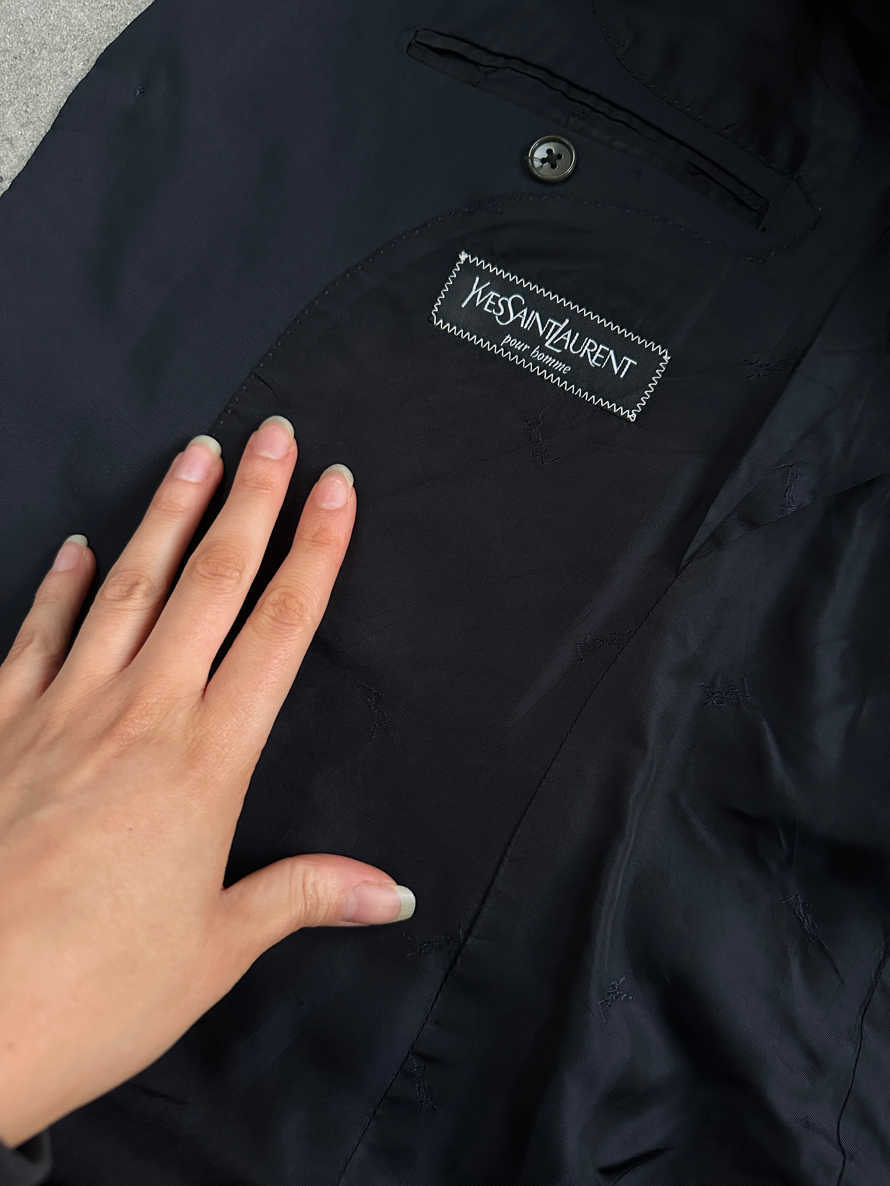 Yves Saint Laurent Pour Homme 1990s Pure Wool High Neck Blazer - 38R/M - SYLK