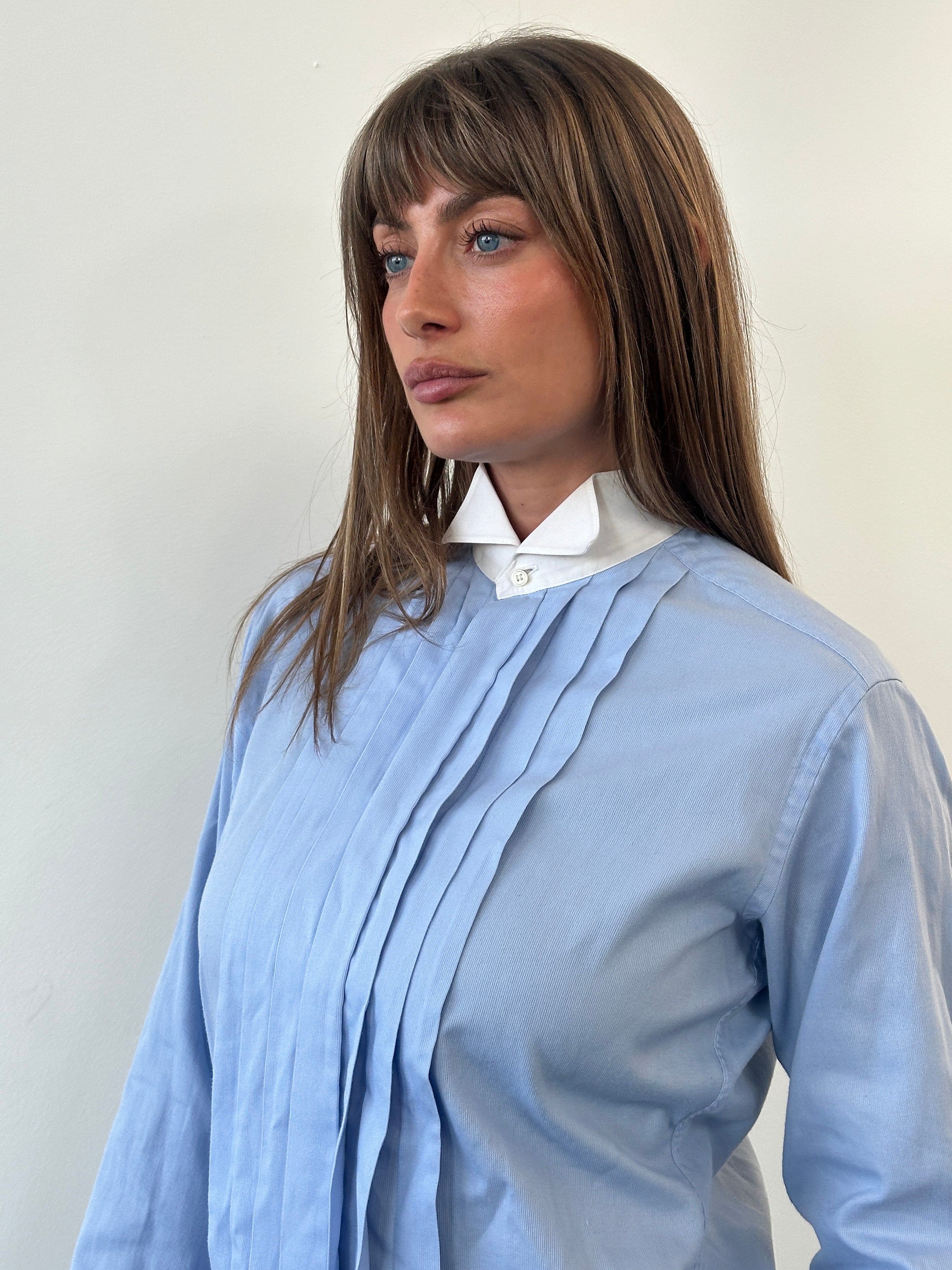 Christian Dior Monsieur 1980s cotton tuxedo dress shirt, men's formal shirt with classic collar and button-front design.