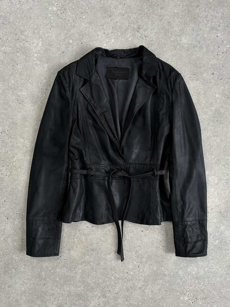 Conbipel Nubuck Leather Lambskin Tie Waist Jacket - S/M - SYLK